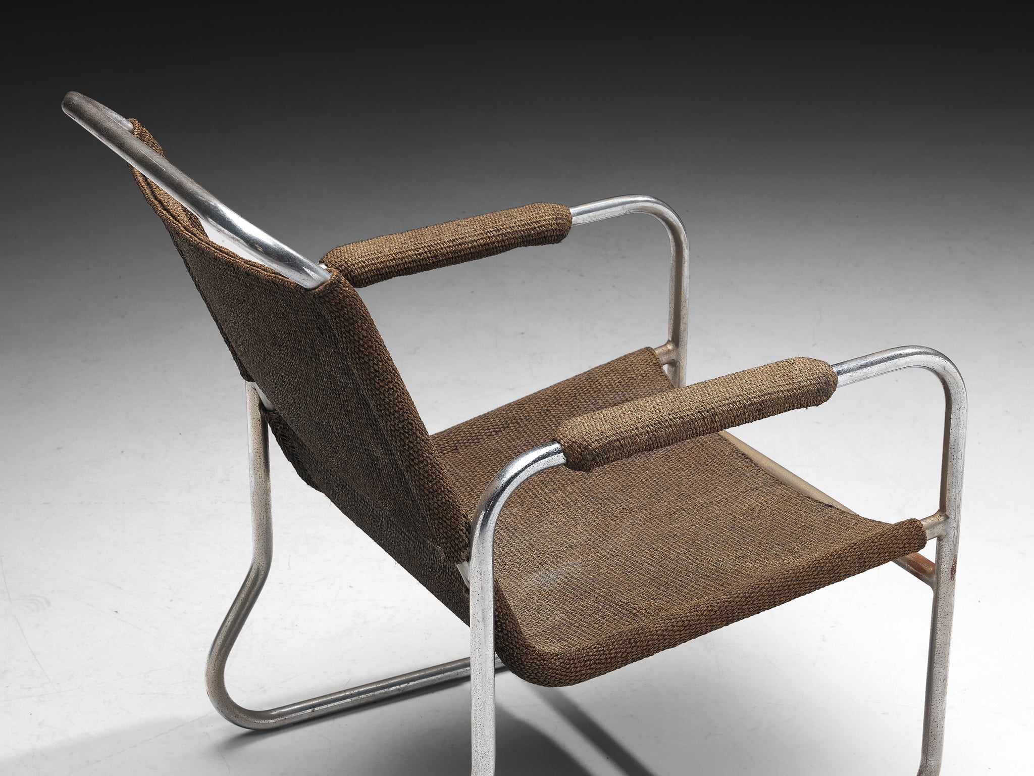 Bas Van Pelt Tubular Armchair in Original Sisal Seating Morentz