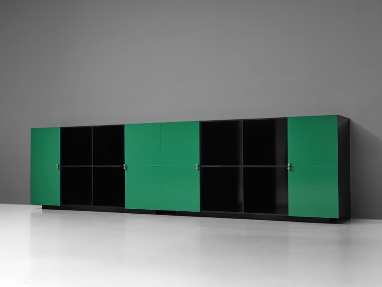Luigi Saccardo ´Topline´ Sideboard in Laminated Black and Green Wood