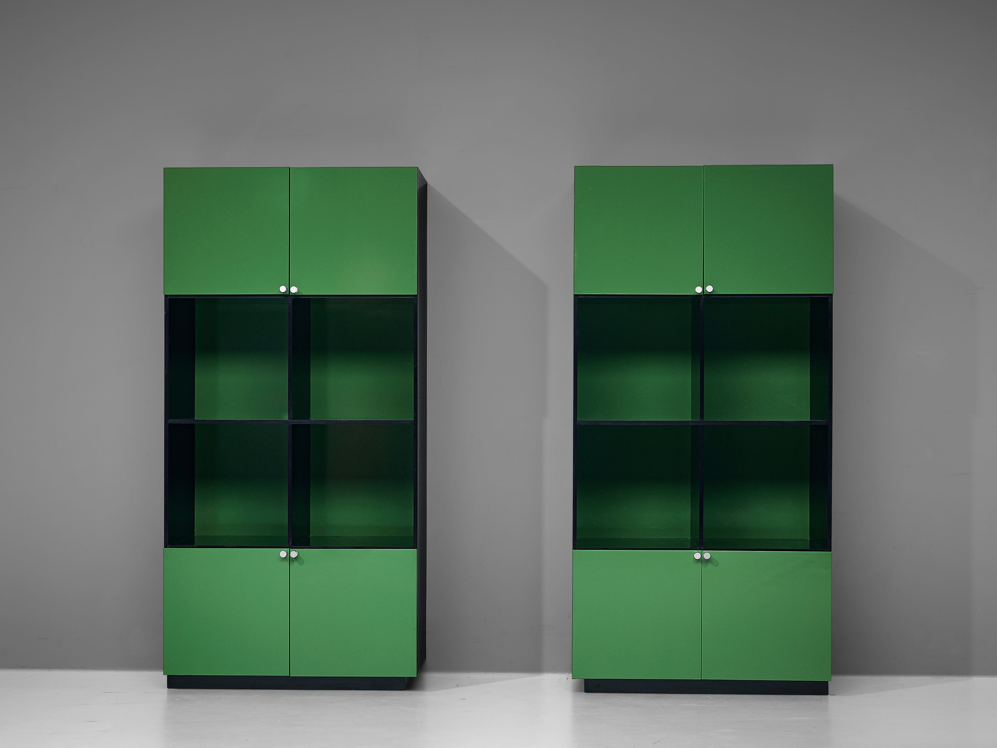 Luigi Saccardo 'Topline' Highboards in Vibrant Green and Black Color case pieces and storage cabinets Morentz