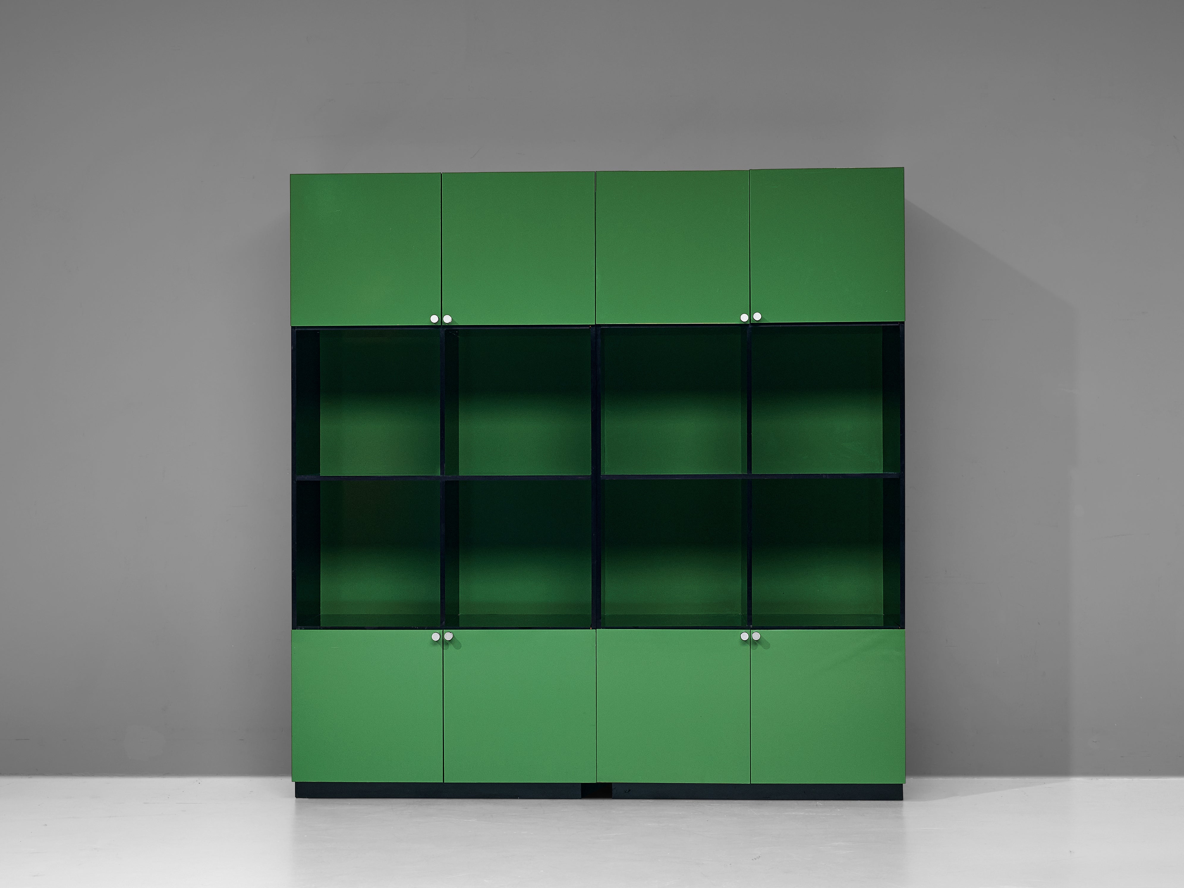 Luigi Saccardo 'Topline' Highboards in Vibrant Green and Black Color case pieces and storage cabinets Morentz