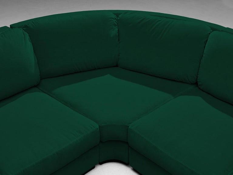 Willy Rizzo for Mario Sabot Sectional Corner Sofa in Green Velvet