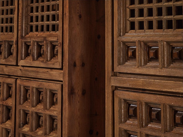Biosca Brutalist Highboards in Stained Pine