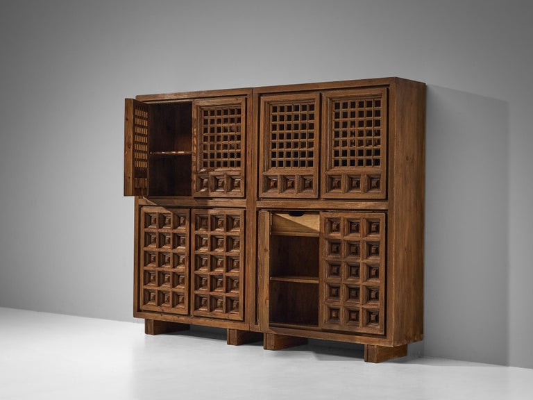 Biosca Brutalist Highboards in Stained Pine