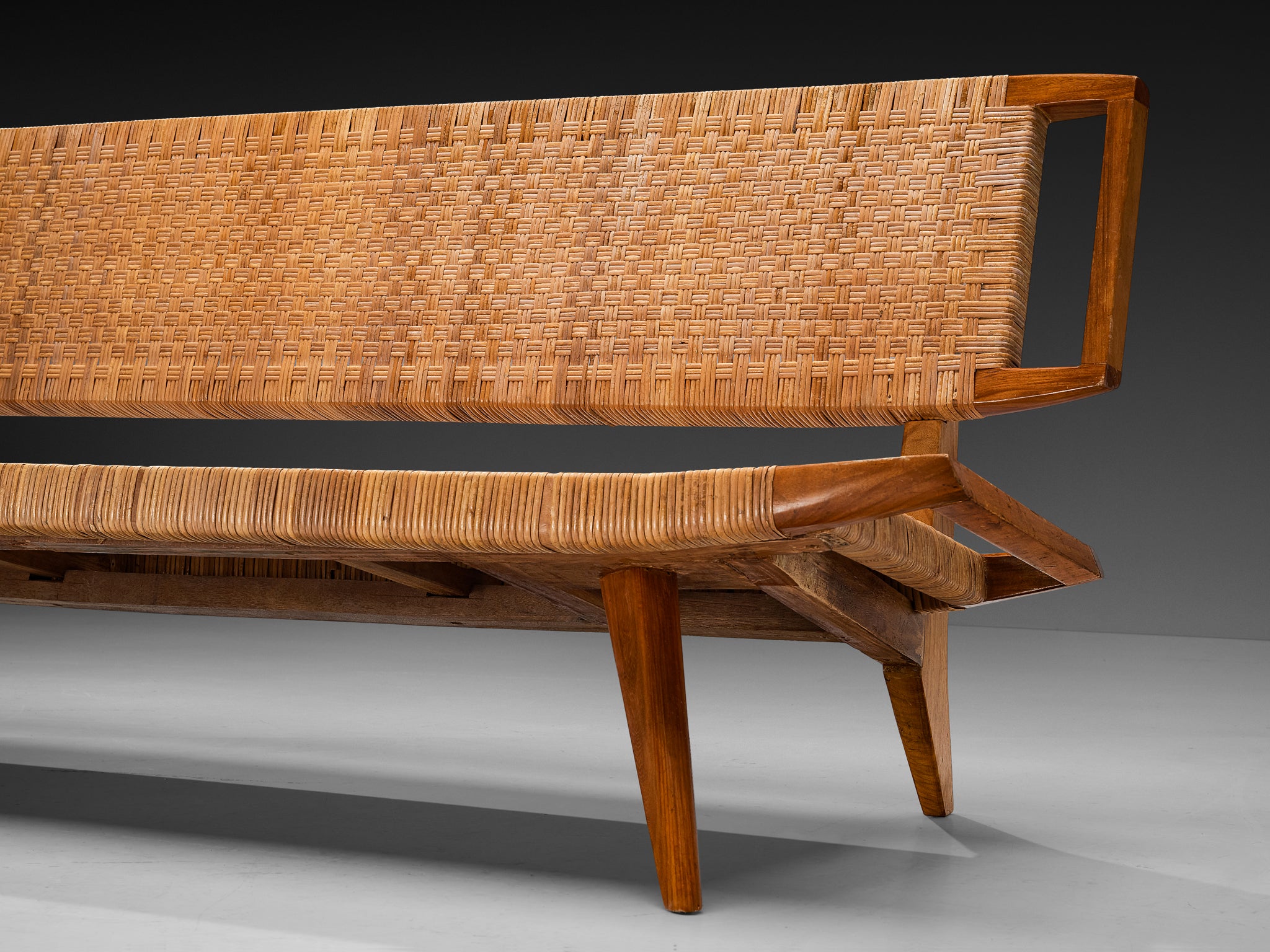 Paul Láslzó Bench in Mahogany and Cane