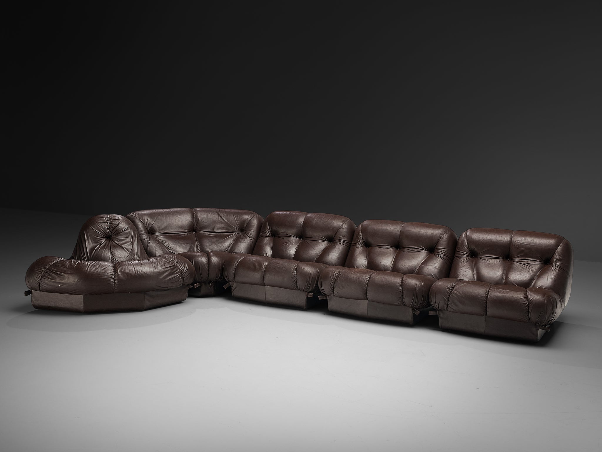 Rimo Maturi for Mimo Padova Sofa Model ´Nuvolone´ in Brown Leather Seating Morentz