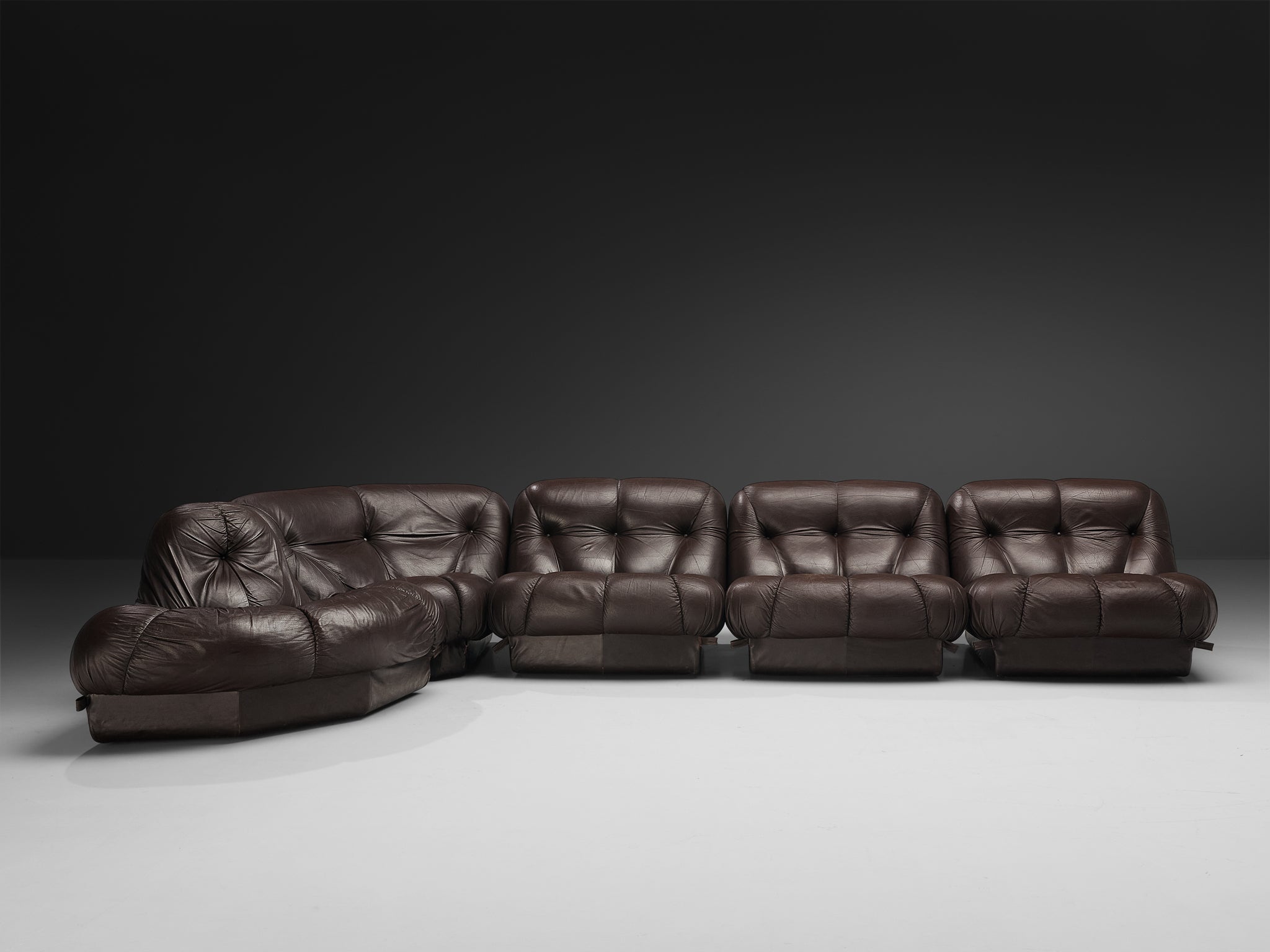 Rimo Maturi for Mimo Padova Sofa Model ´Nuvolone´ in Brown Leather Seating Morentz