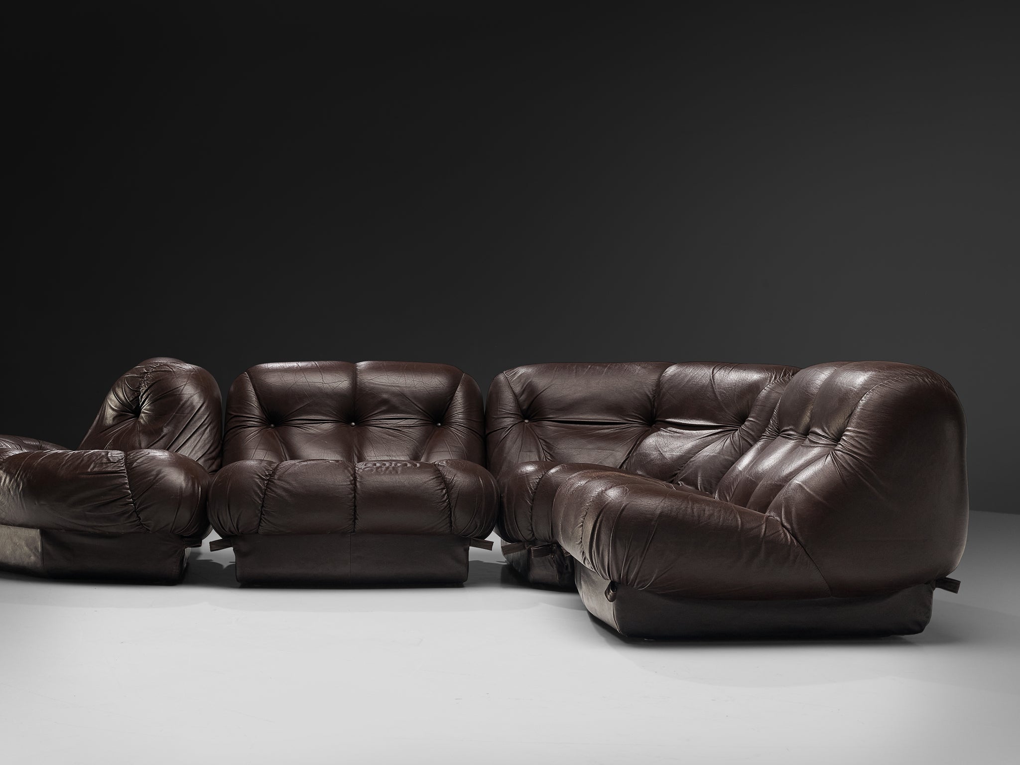 Rimo Maturi for Mimo Padova Sofa Model ´Nuvolone´ in Brown Leather Seating Morentz