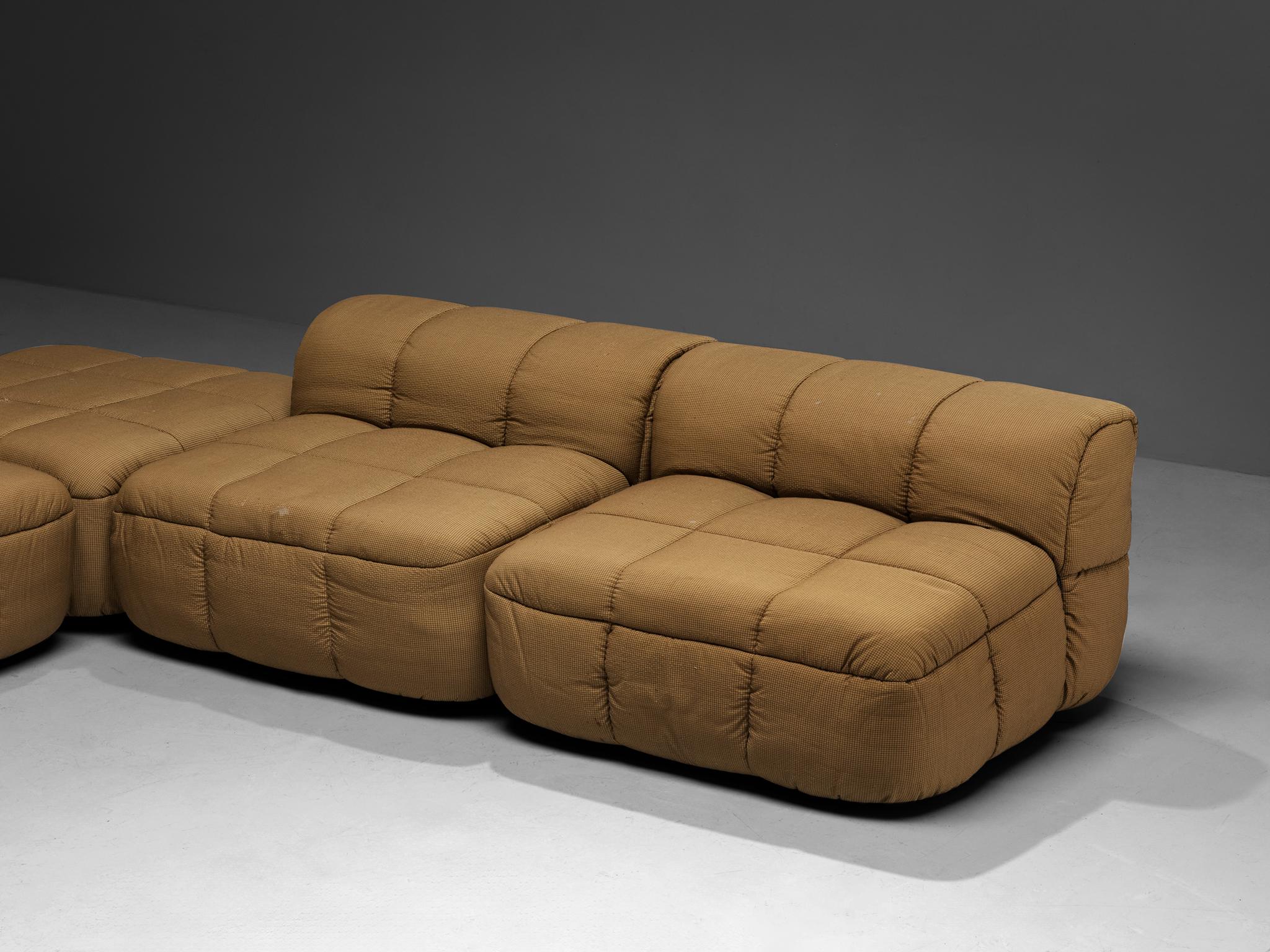 Cini Boeri for Arflex Modular Strips Sofa with Ottomans in Beige Uphol