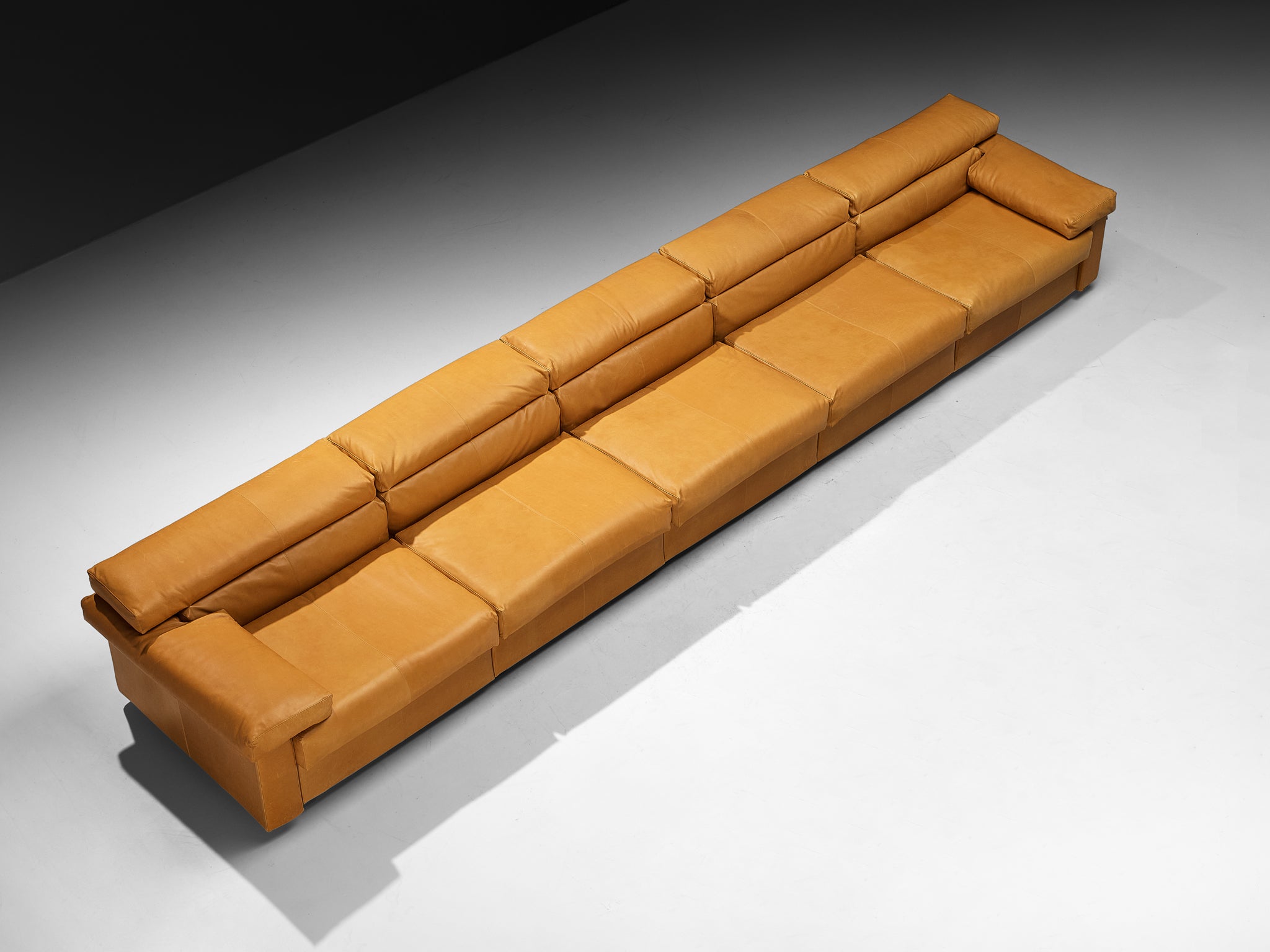 Afra & Tobia Scarpa for B&B Italia Sectional 'Erasmo' Sofa in Cognac Camel Leather Seating Morentz