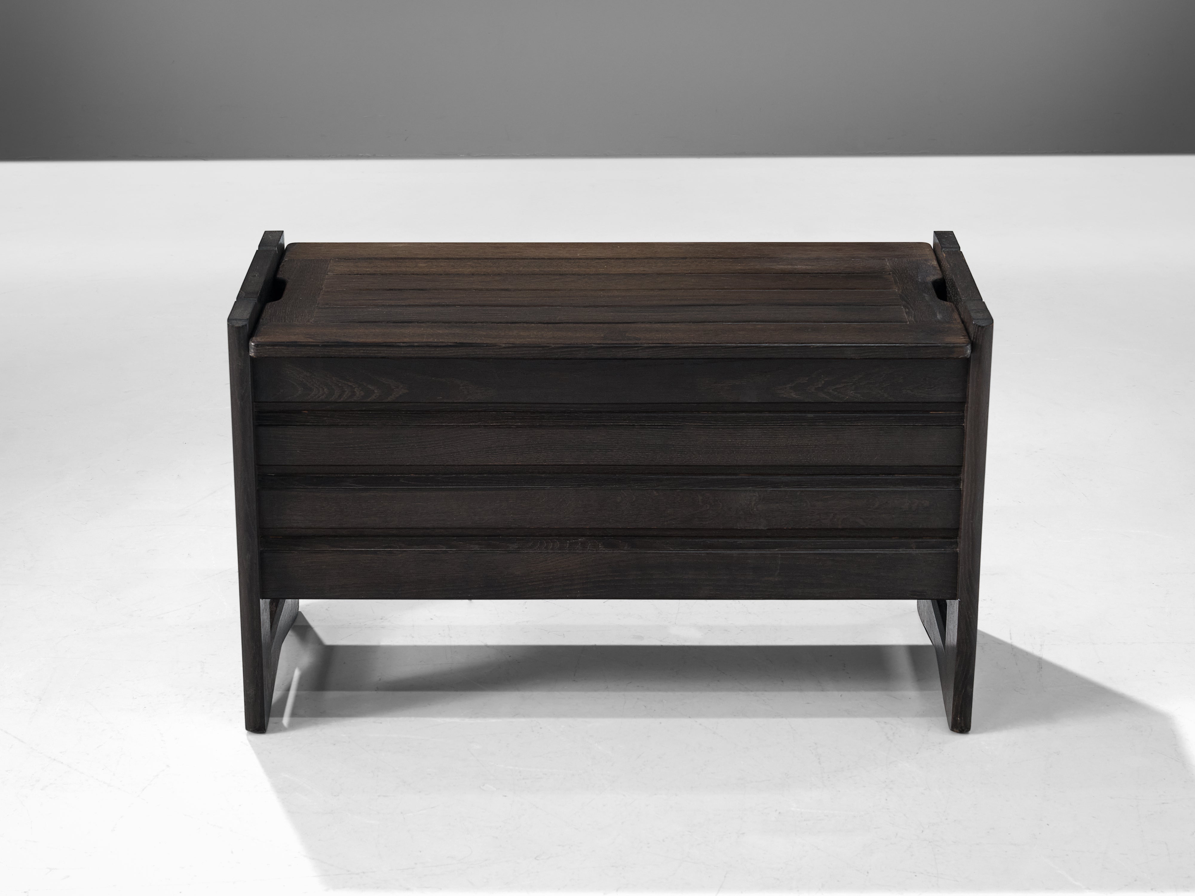 Guillerme & Chambron Trunk or Side Bench in Black Oak case pieces and storage cabinets Morentz