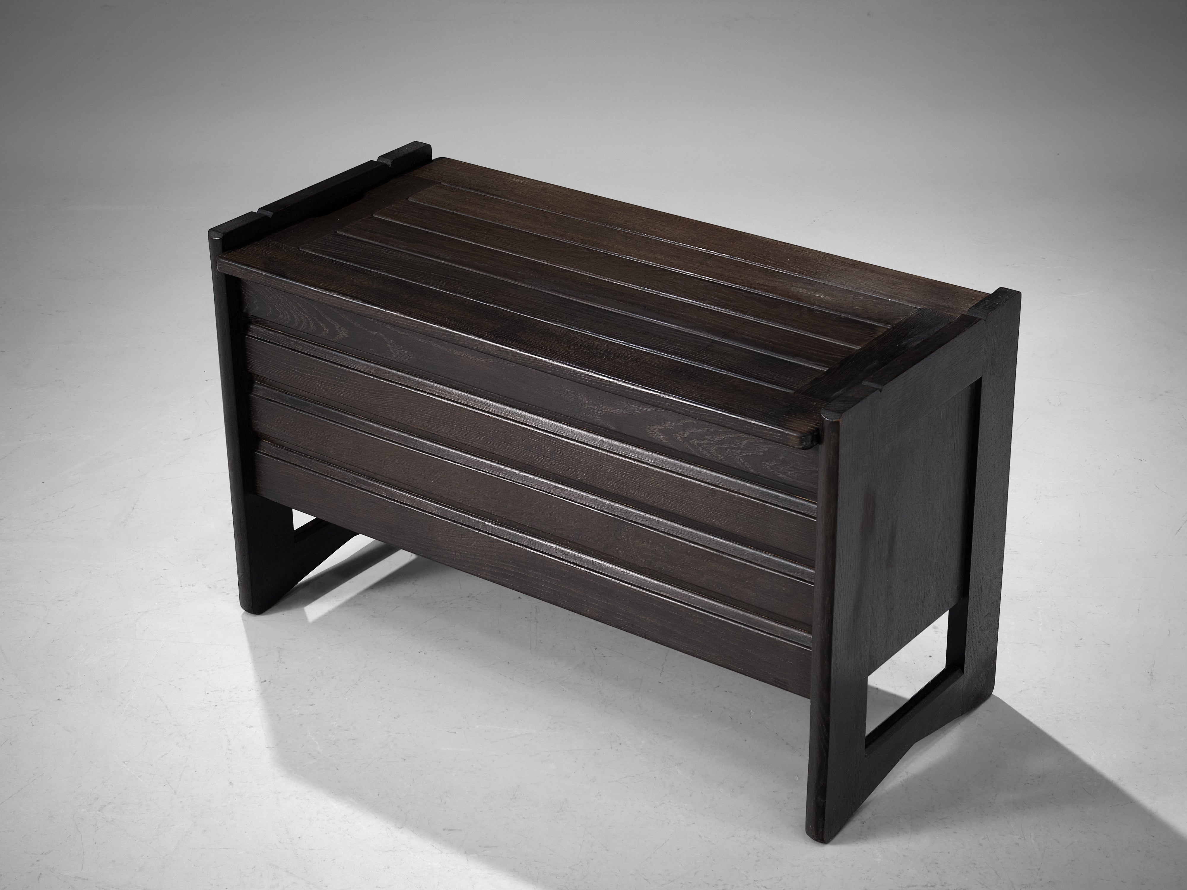 Guillerme & Chambron Trunk or Side Bench in Black Oak case pieces and storage cabinets Morentz