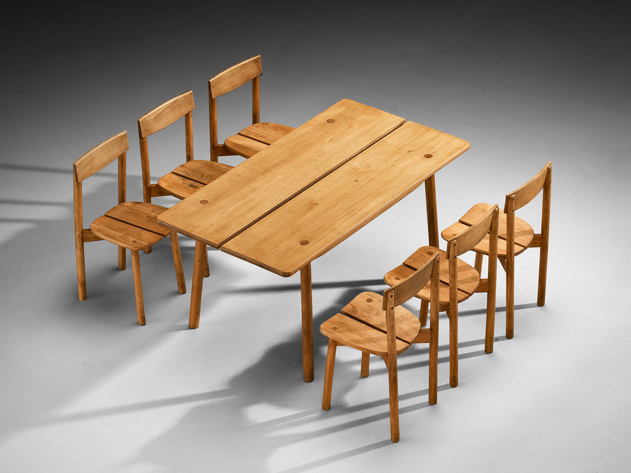 Pierre Gautier-Delaye French Set of Table with Set of Six Dining Chairs Tables Morentz