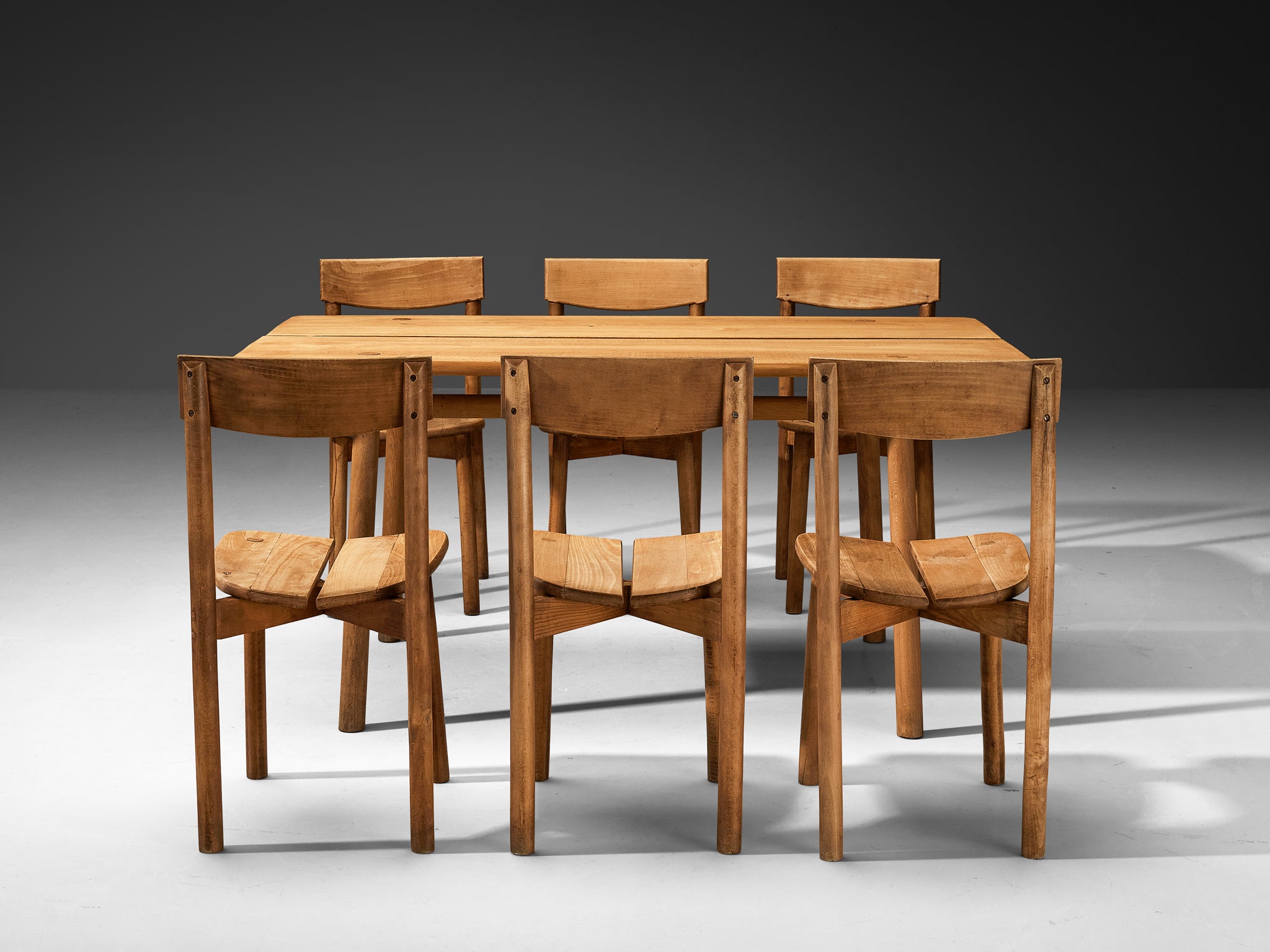 Pierre Gautier-Delaye French Set of Table with Set of Six Dining Chairs Tables Morentz