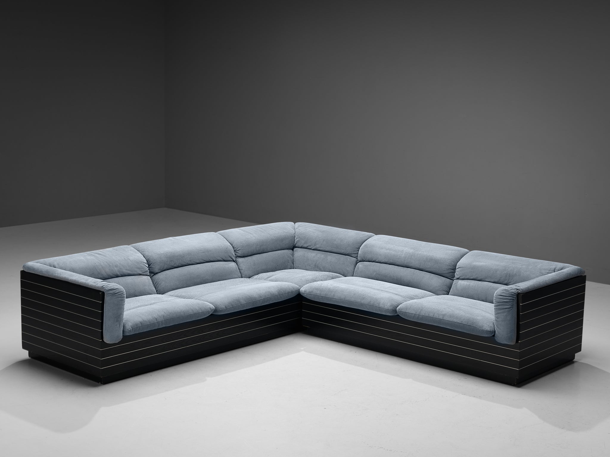 Giovanni Offredi for Saporiti Corner Sofa in Light Blue Upholstery