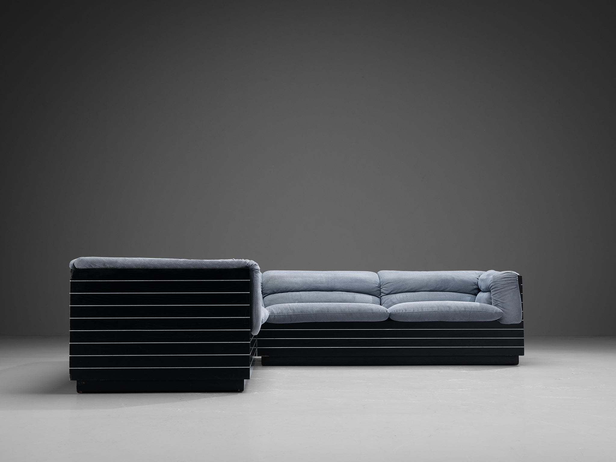 Giovanni Offredi for Saporiti Corner Sofa in Light Blue Upholstery Seating Morentz