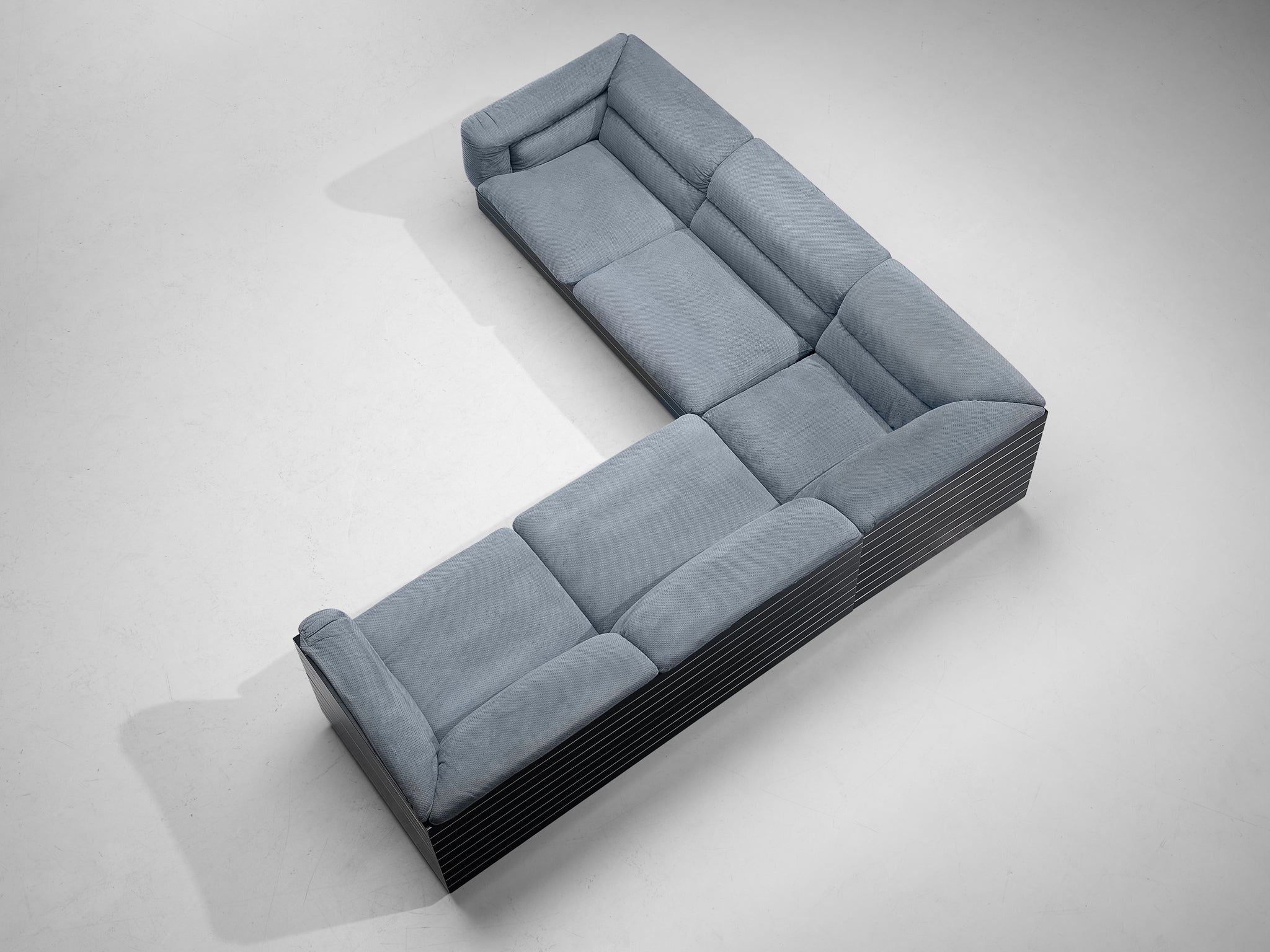 Giovanni Offredi for Saporiti Corner Sofa in Light Blue Upholstery Seating Morentz