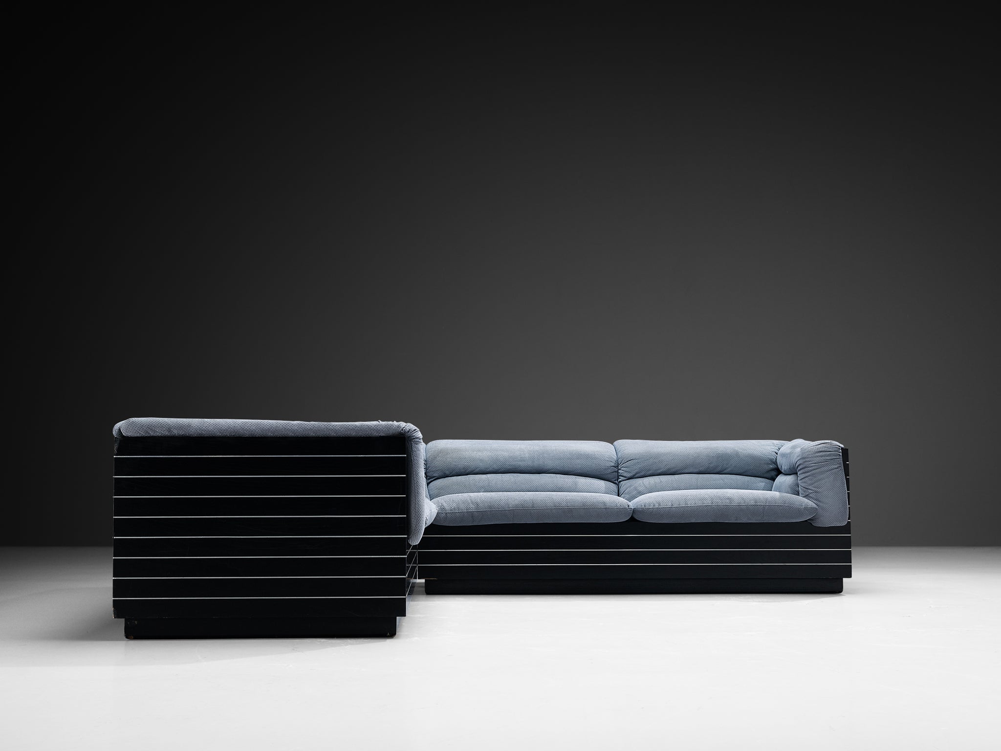 Giovanni Offredi for Saporiti Corner Sofa in Light Blue Upholstery Seating Morentz