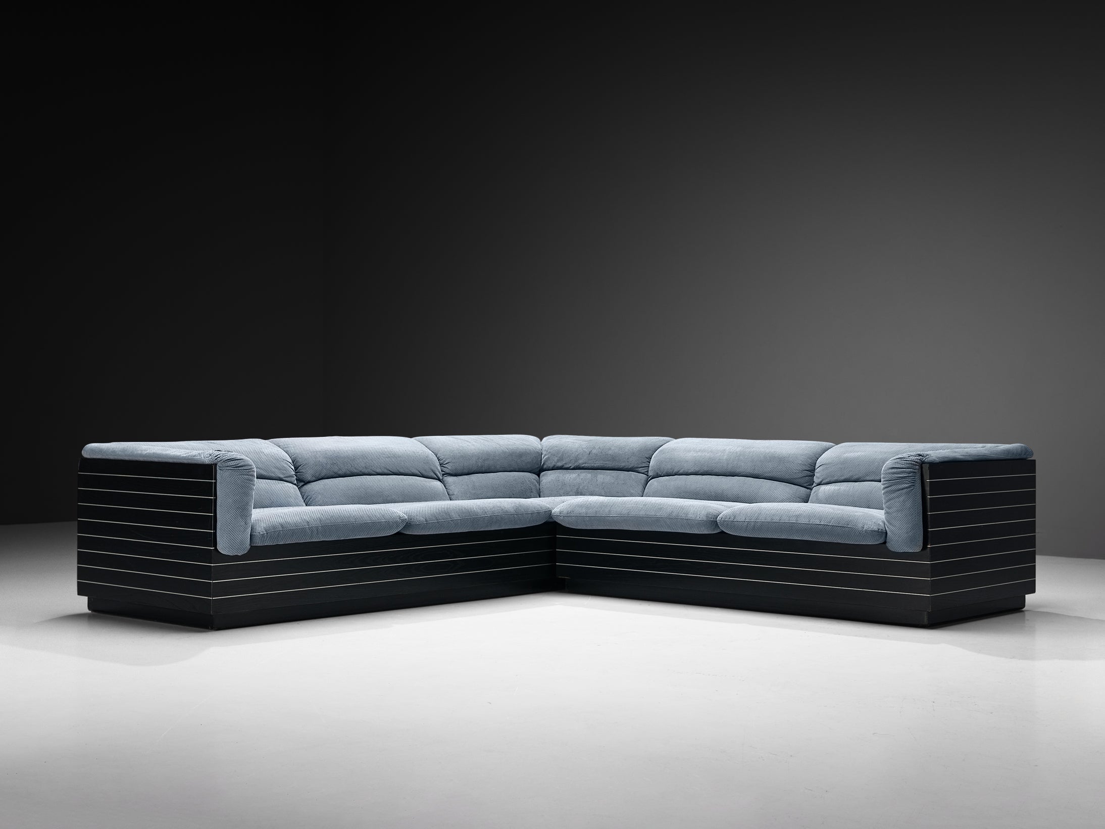 Giovanni Offredi for Saporiti Corner Sofa in Light Blue Upholstery Seating Morentz
