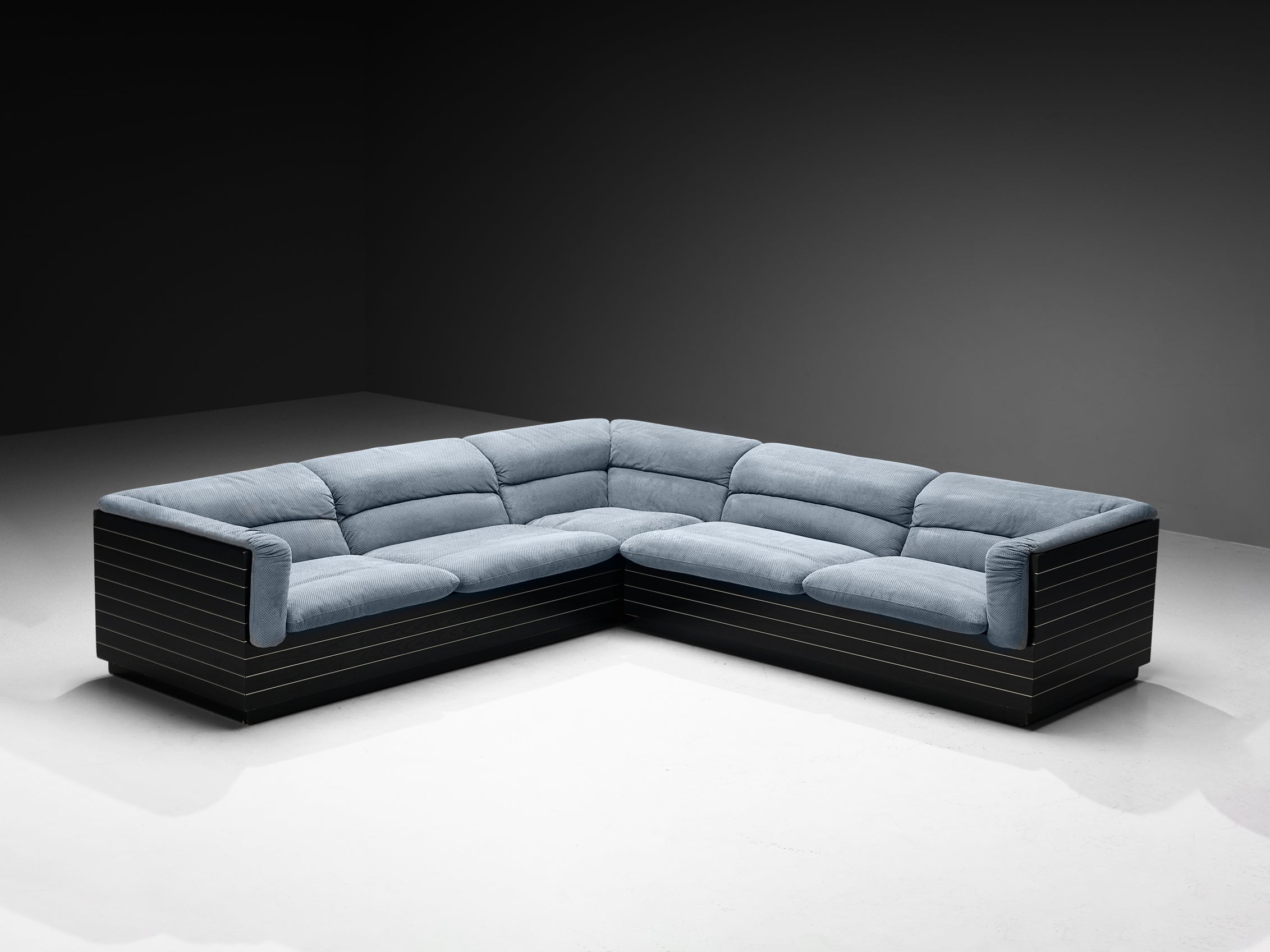 Giovanni Offredi for Saporiti Corner Sofa in Light Blue Upholstery Seating Morentz