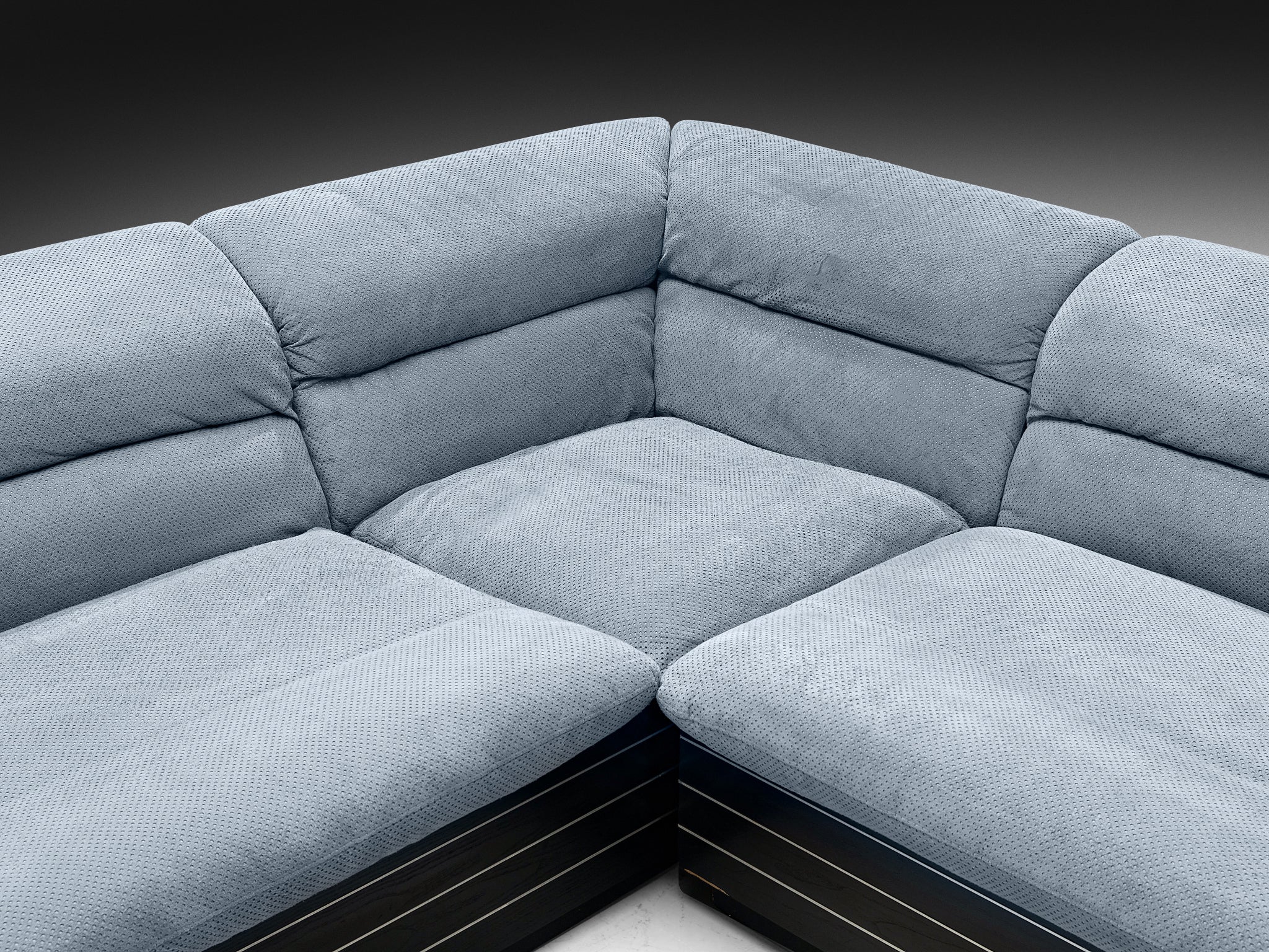 Giovanni Offredi for Saporiti Corner Sofa in Light Blue Upholstery Seating Morentz