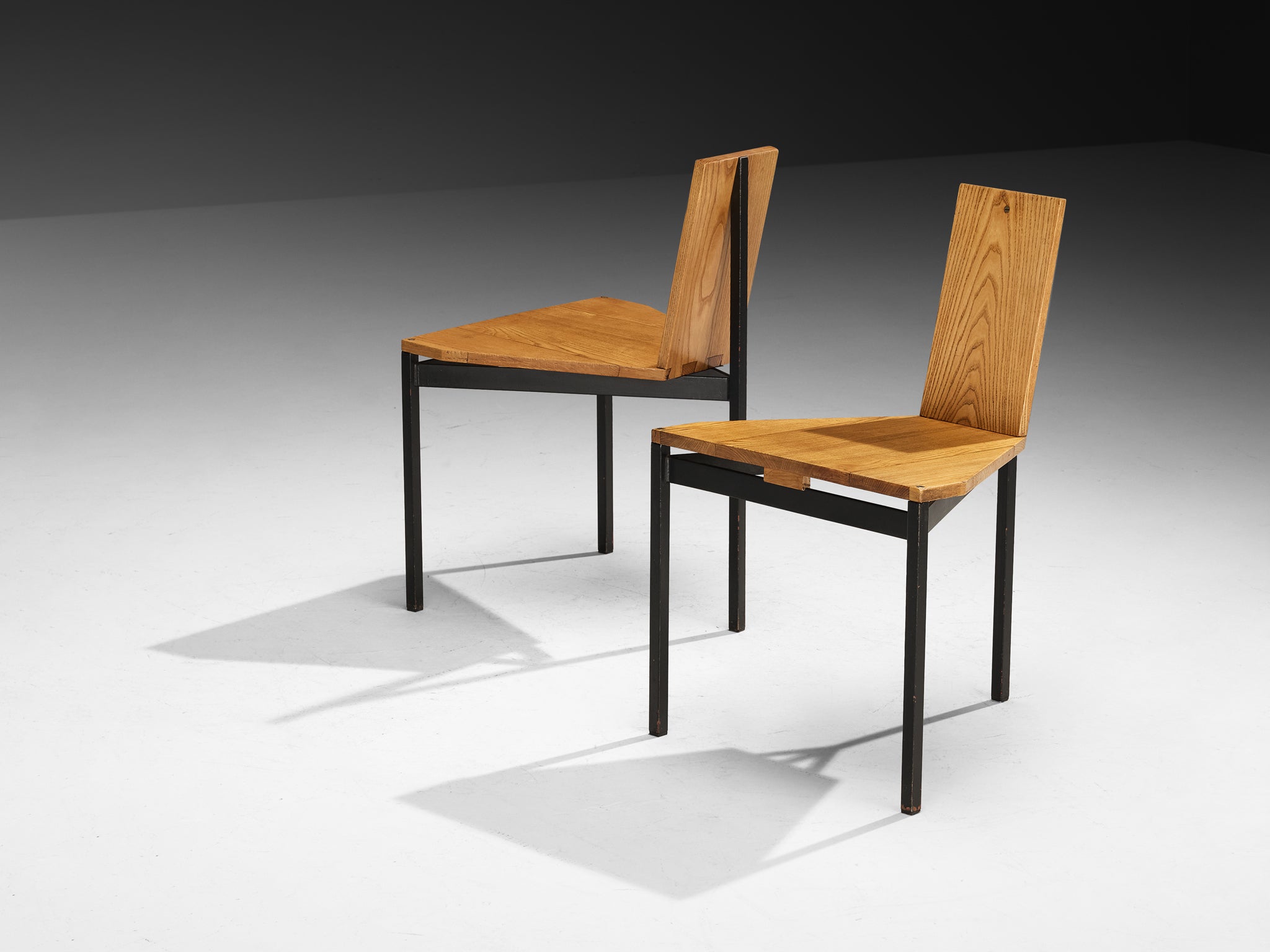 Wim Den Boon Set of Six Dining Chairs in Ash and Steel Seating Morentz