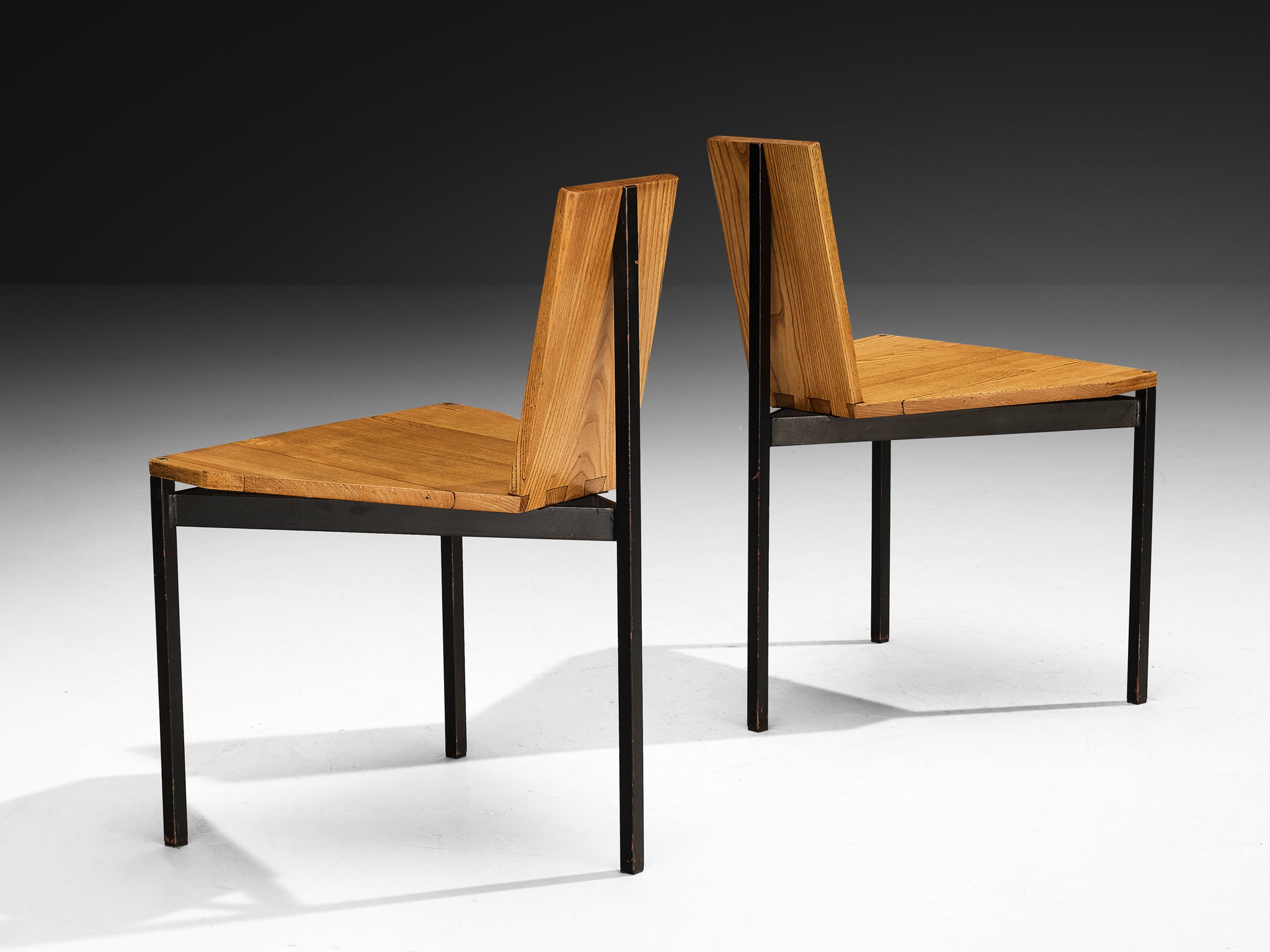 Wim Den Boon Set of Six Dining Chairs in Ash and Steel Seating Morentz