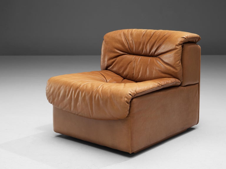De Sede 'DS-14' Settee and Ottoman in Cognac Leather