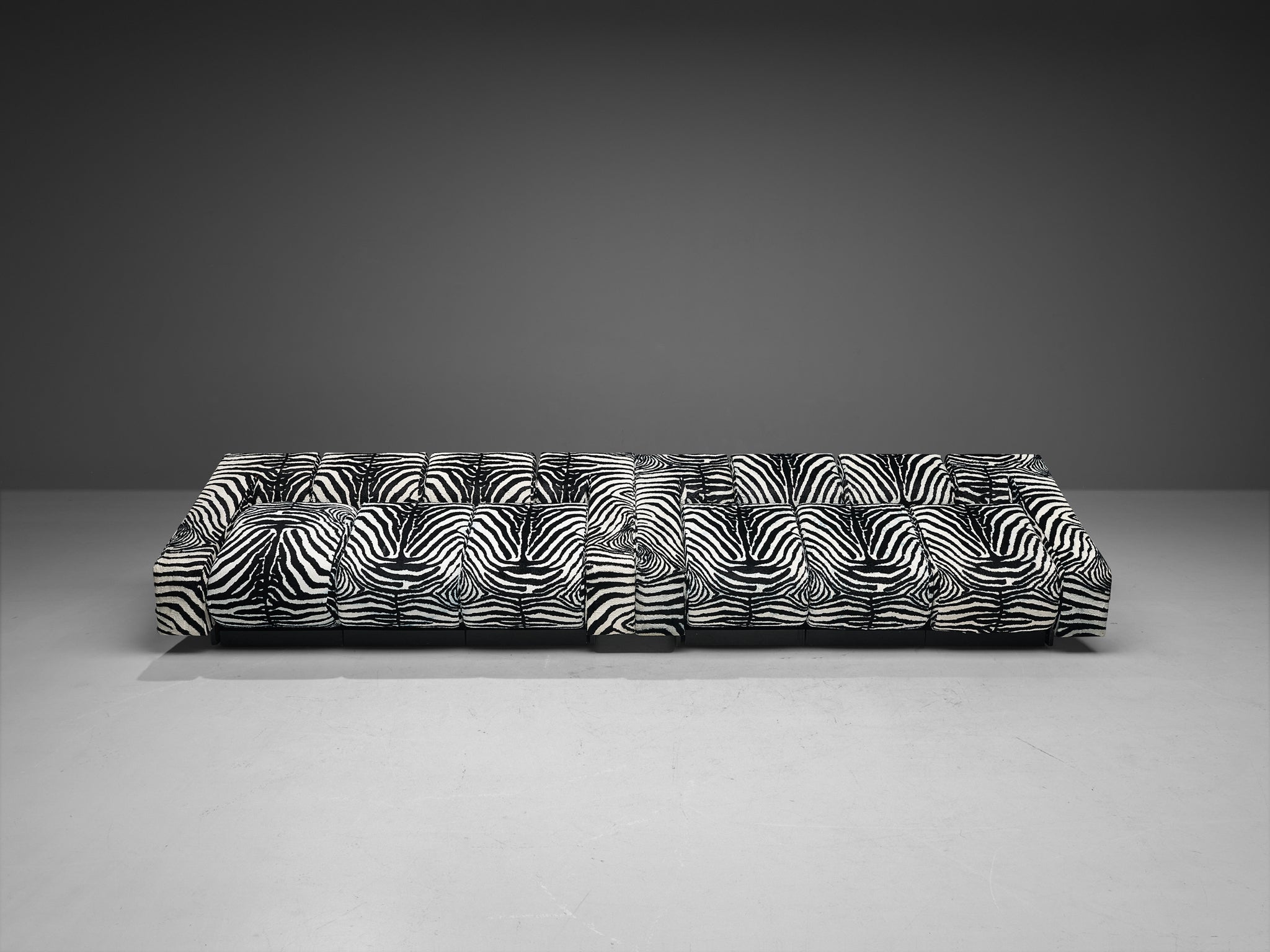 Mario Botta for Alias Pair of 'Obliqua' Sofas in Zebra Print Upholstery seating Morentz
