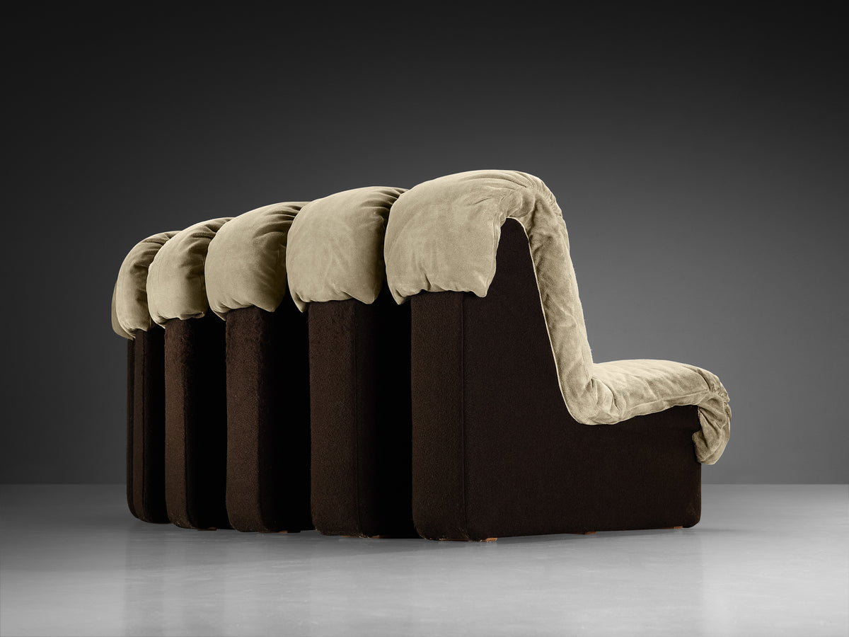 De Sede DS-600 'Snake' Sectional Sofa in Warm Sage Colored Suede Seating Morentz