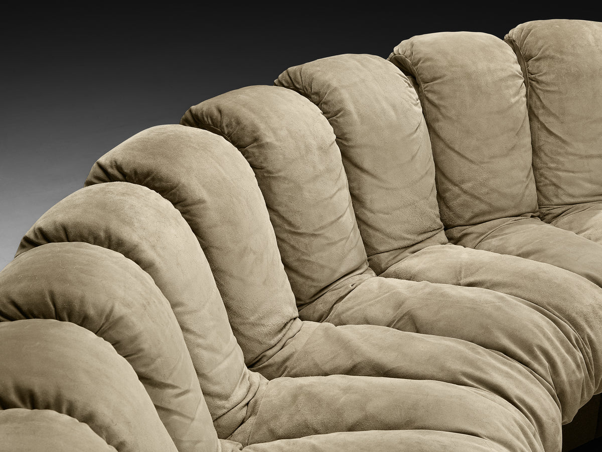 De Sede DS-600 'Snake' Sectional Sofa in Warm Sage Colored Suede Seating Morentz
