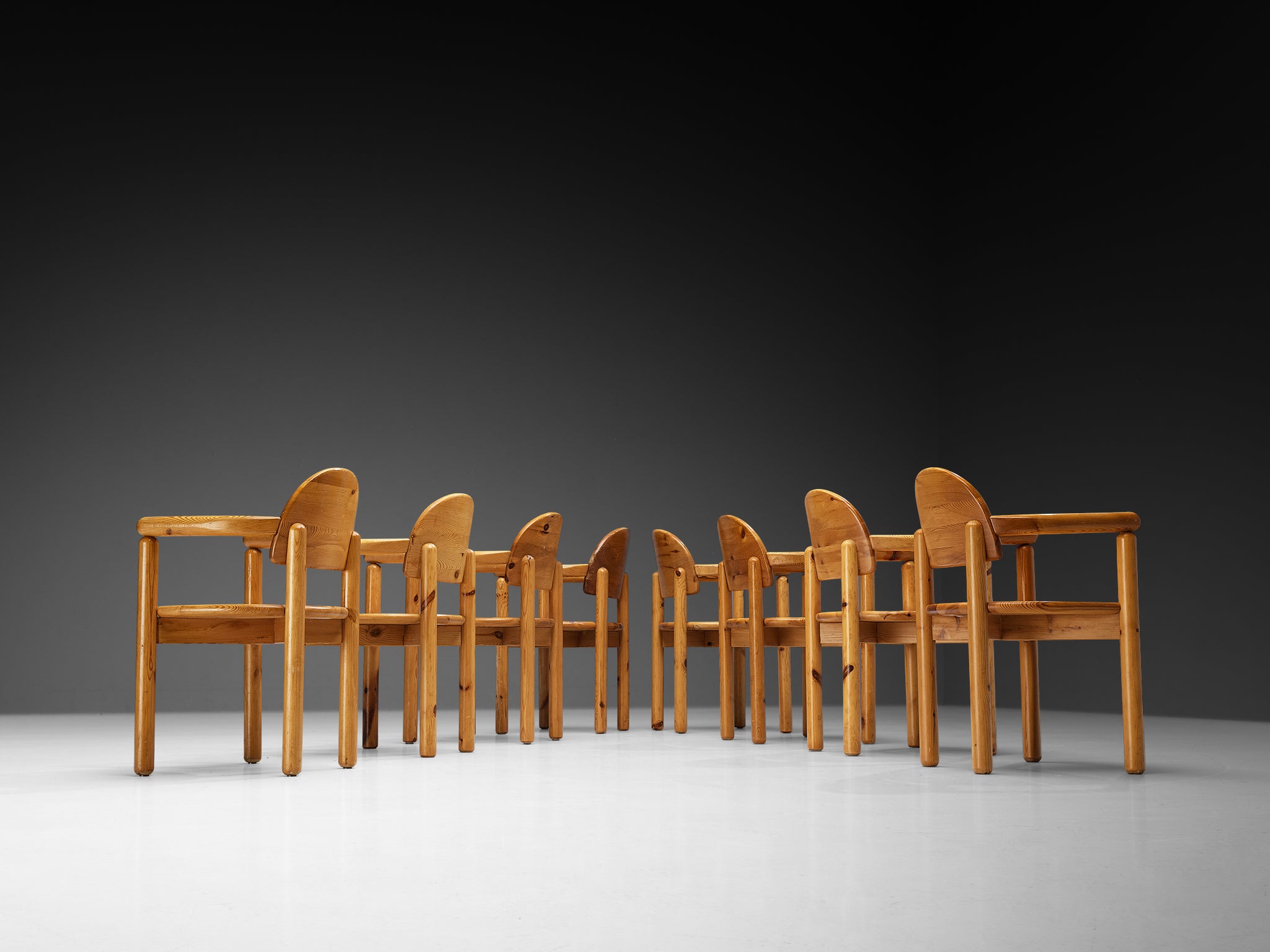 Rainer Daumiller Set of Eight Armchairs in Solid Pine