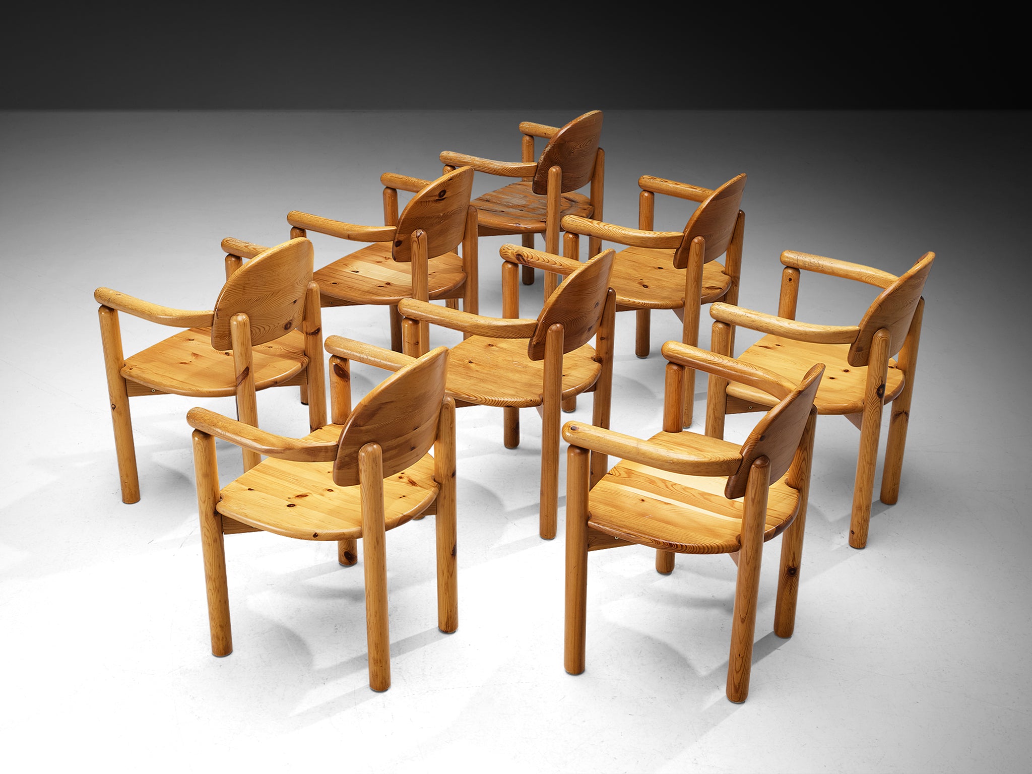 Rainer Daumiller Set of Eight Armchairs in Solid Pine