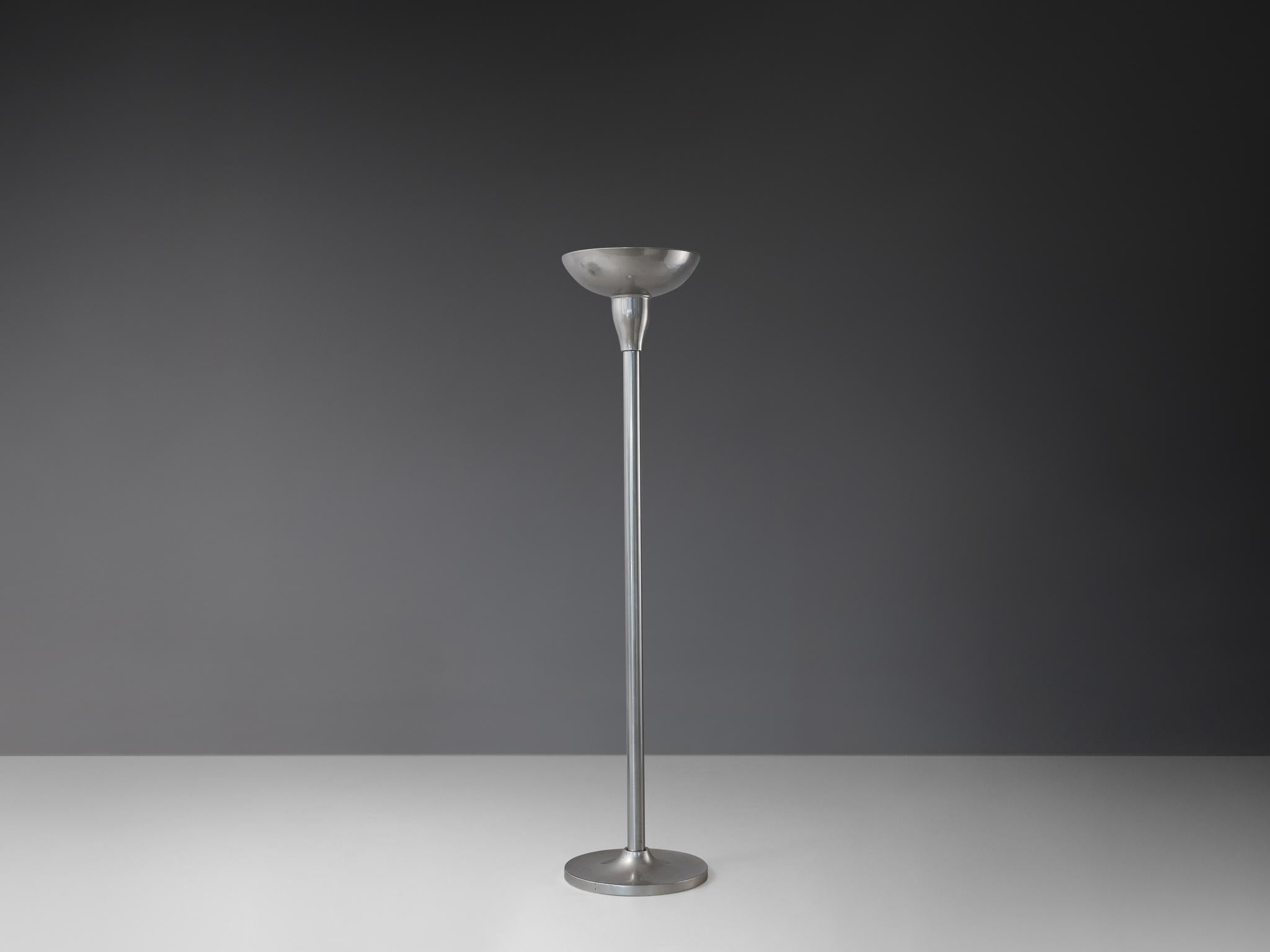 1930s French Art Deco Floor Lamp in Silver Aluminum