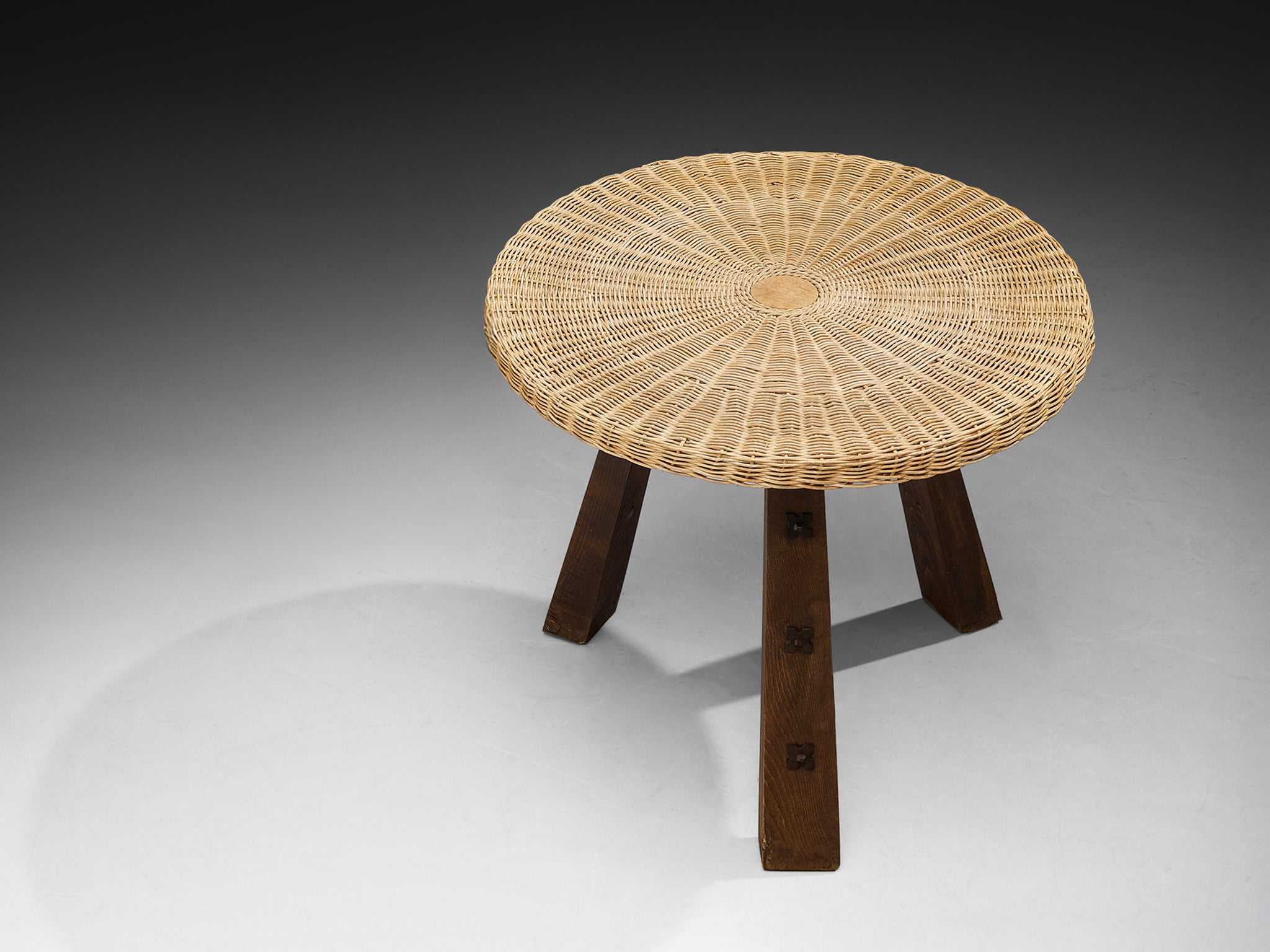 Spanish Rustic Side Table in Cane and Oak Tables Morentz