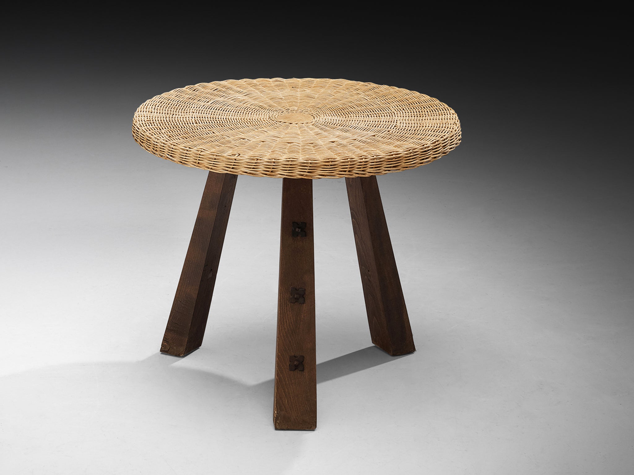 Spanish Rustic Side Table in Cane and Oak Tables Morentz