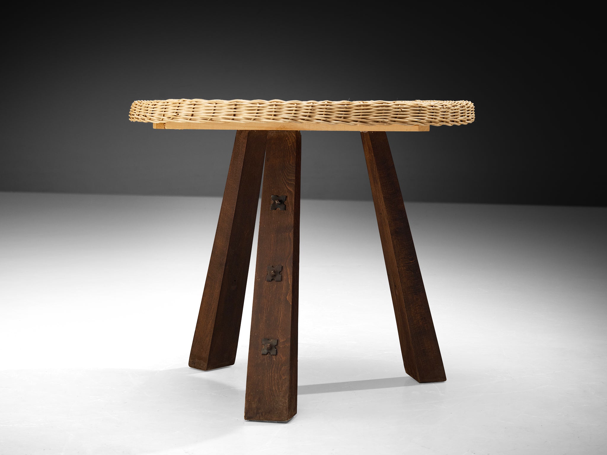 Spanish Rustic Side Table in Cane and Oak Tables Morentz