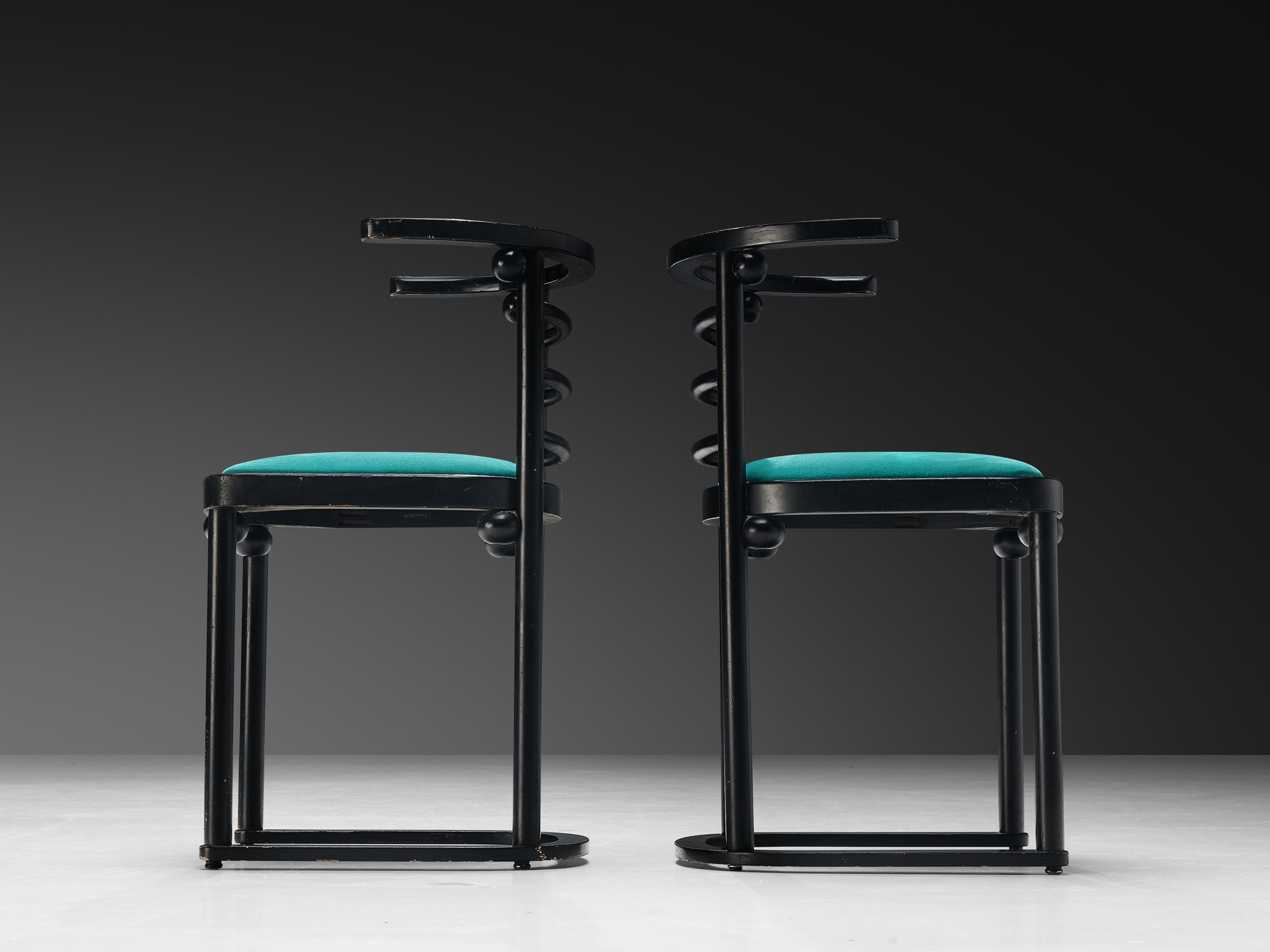 Set of Classic Dining Chairs in Vivid Green Upholstery Seating Morentz