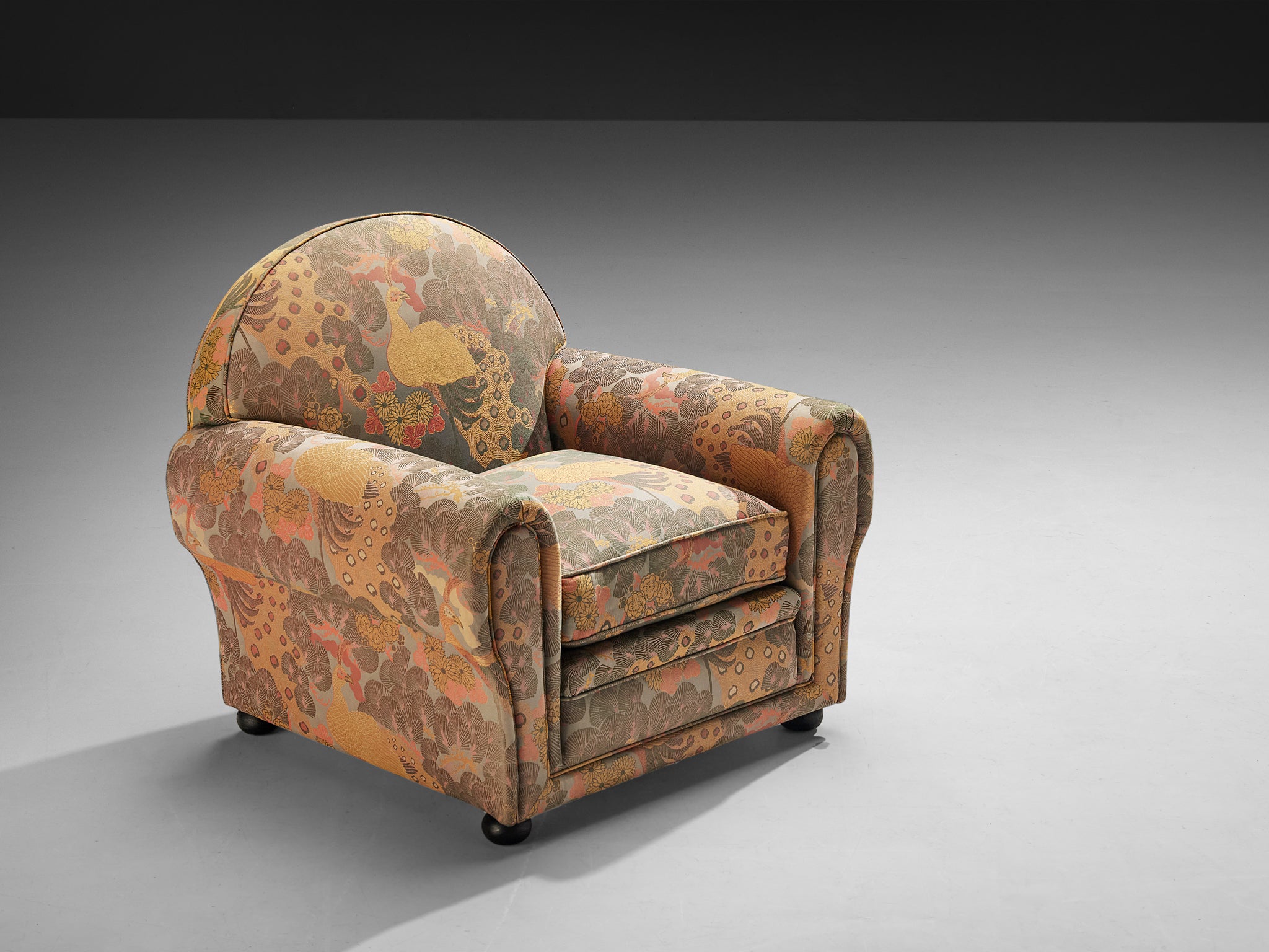 Art Deco Armchair in Botanical Upholstery Seating Morentz