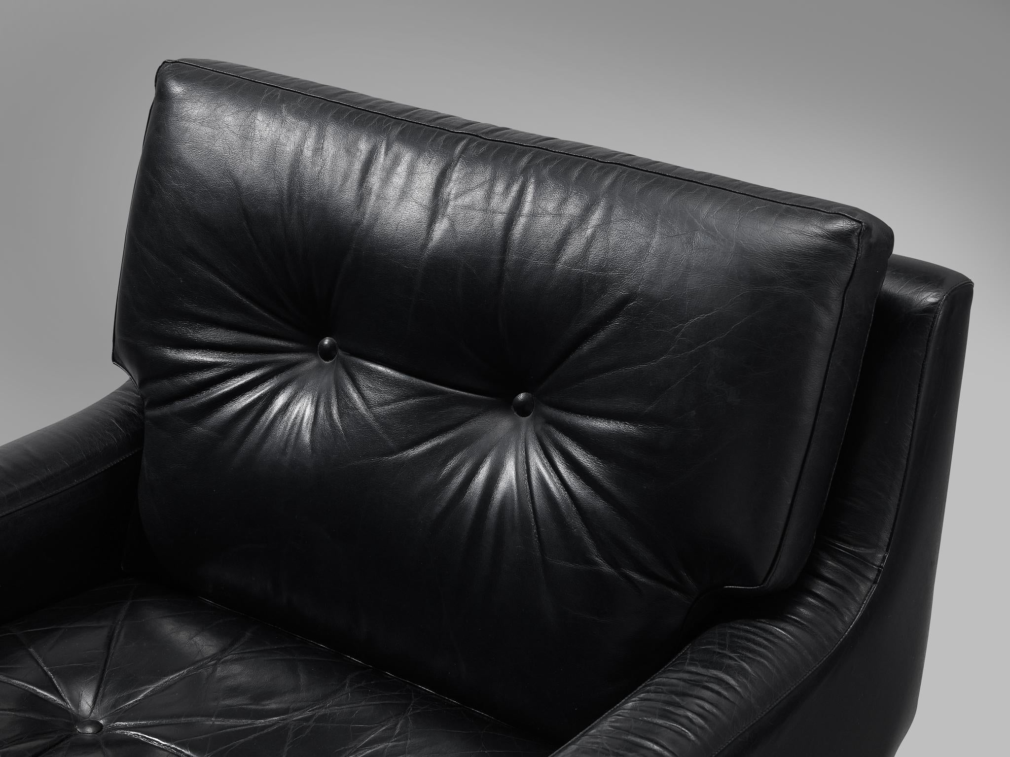 Franz Sartori for Flexform Armchair in Black Leather
