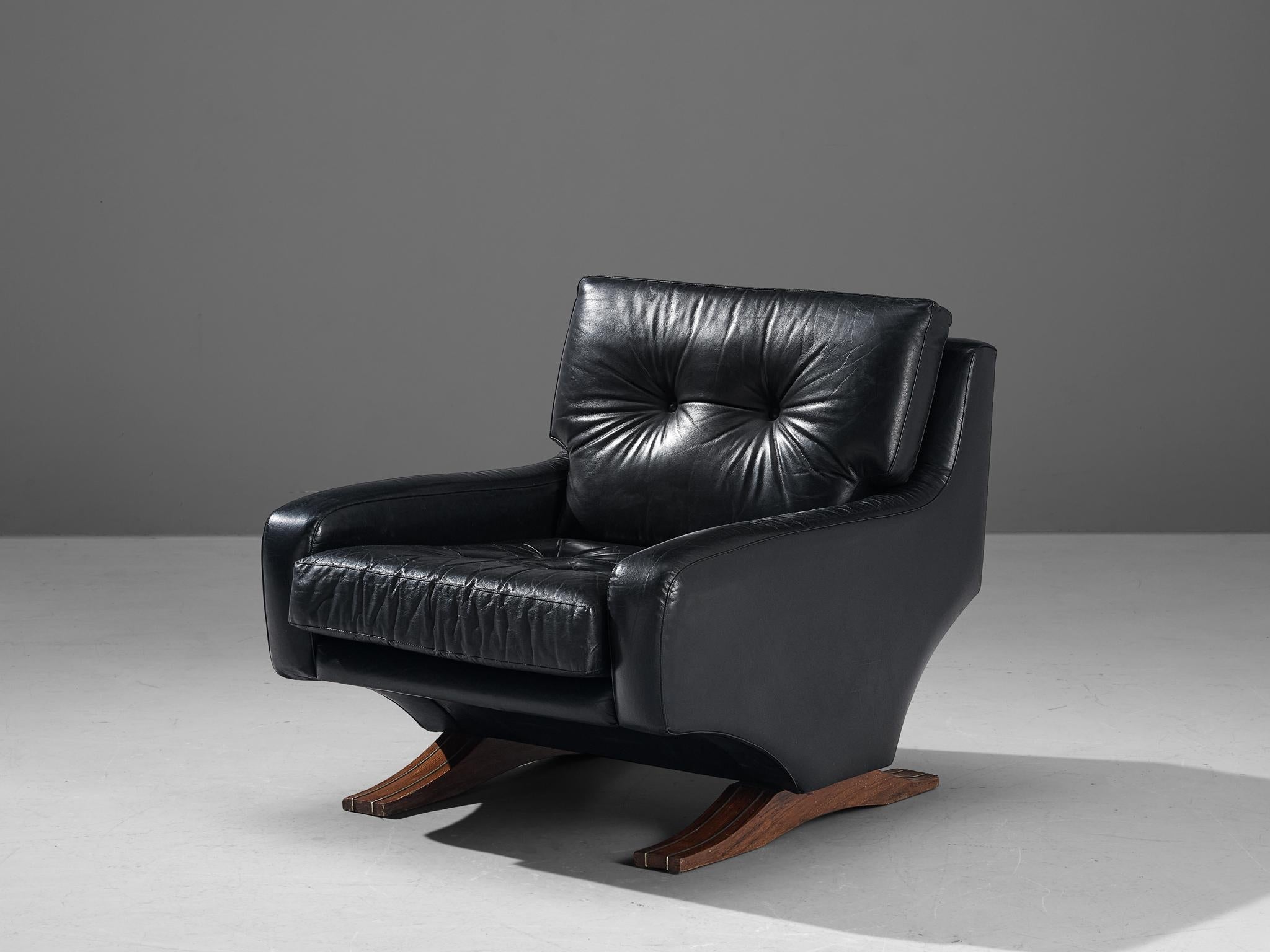 Franz Sartori for Flexform Armchair in Black Leather
