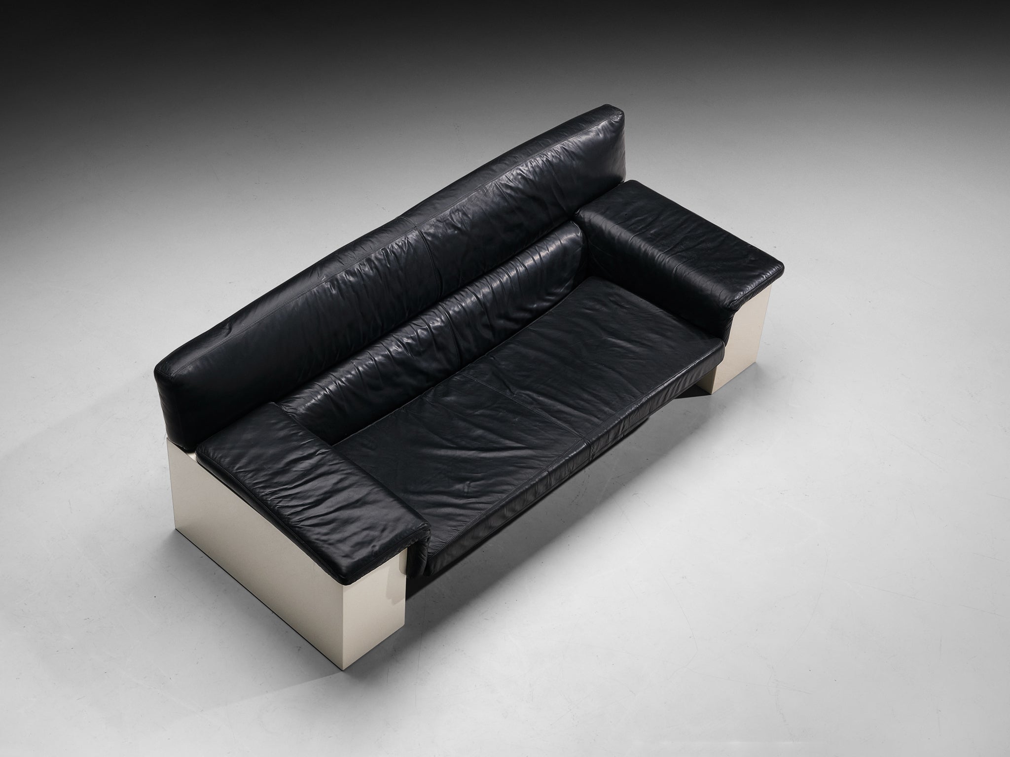 Cini Boeri for Knoll 'Brigadier' Three Seater Sofa in Black Leather Seating Morentz