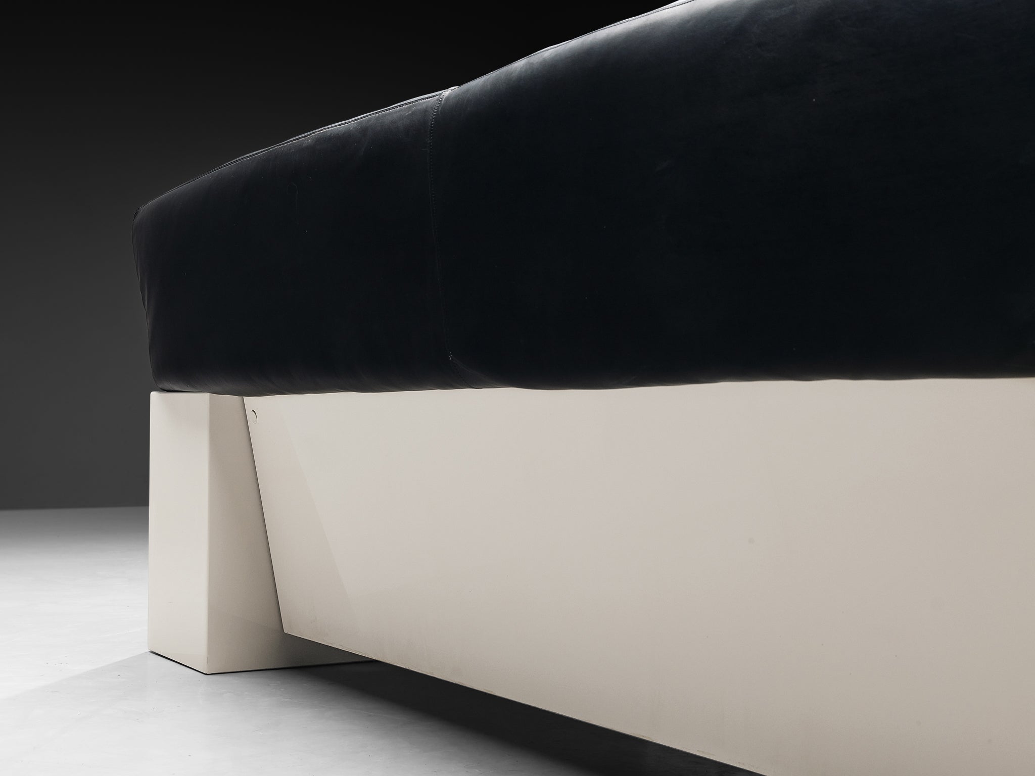 Cini Boeri for Knoll 'Brigadier' Three Seater Sofa in Black Leather Seating Morentz