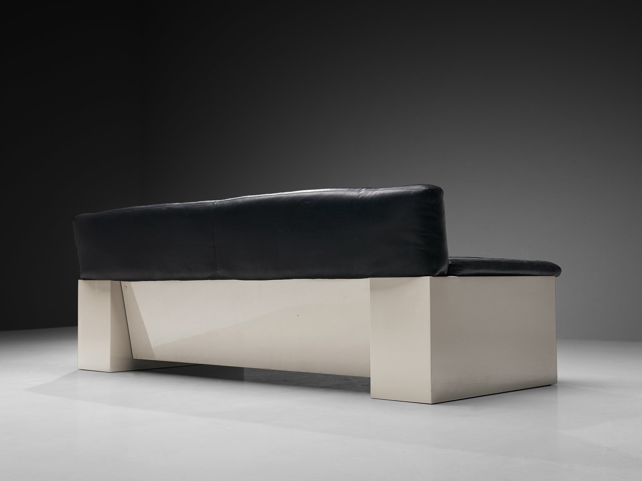 Cini Boeri for Knoll 'Brigadier' Three Seater Sofa in Black Leather Seating Morentz