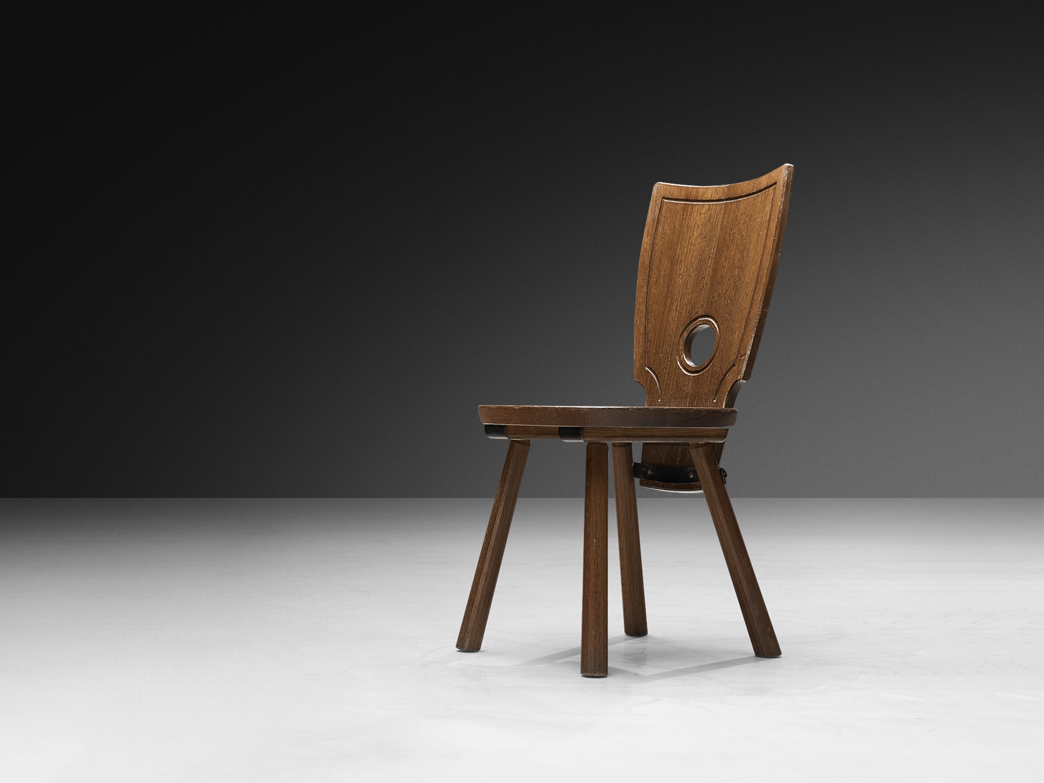 Rustic French Dining Chair in Solid Oak and Iron Seating Morentz