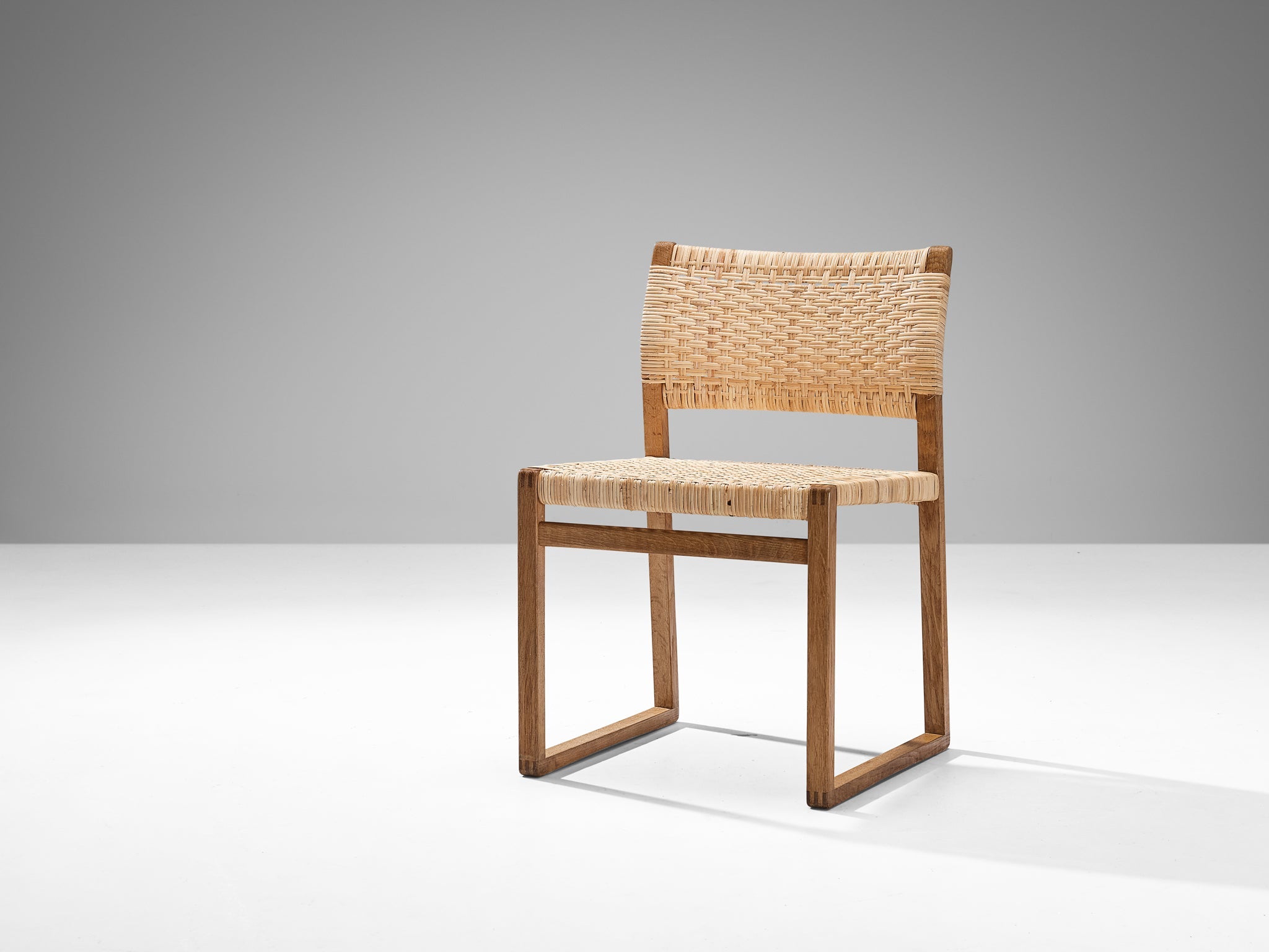 Børge Mogensen for Fredericia Dining Chair in Oak and Cane Wicker seating Morentz