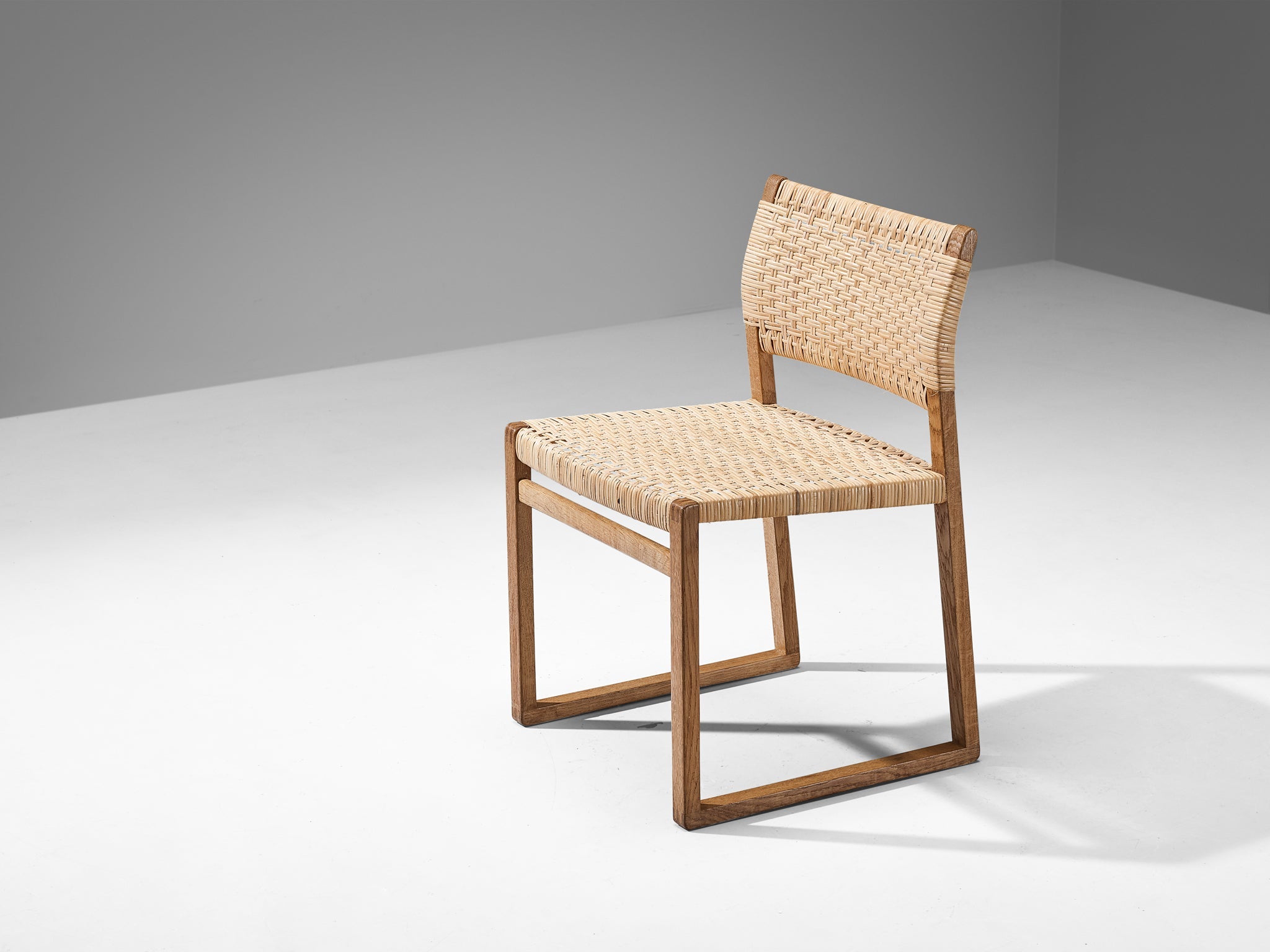 Børge Mogensen for Fredericia Dining Chair in Oak and Cane Wicker seating Morentz