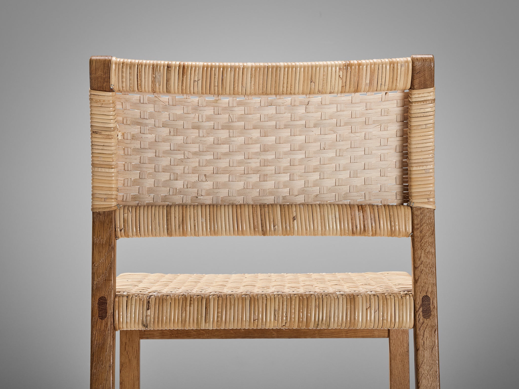 Børge Mogensen for Fredericia Dining Chair in Oak and Cane Wicker seating Morentz