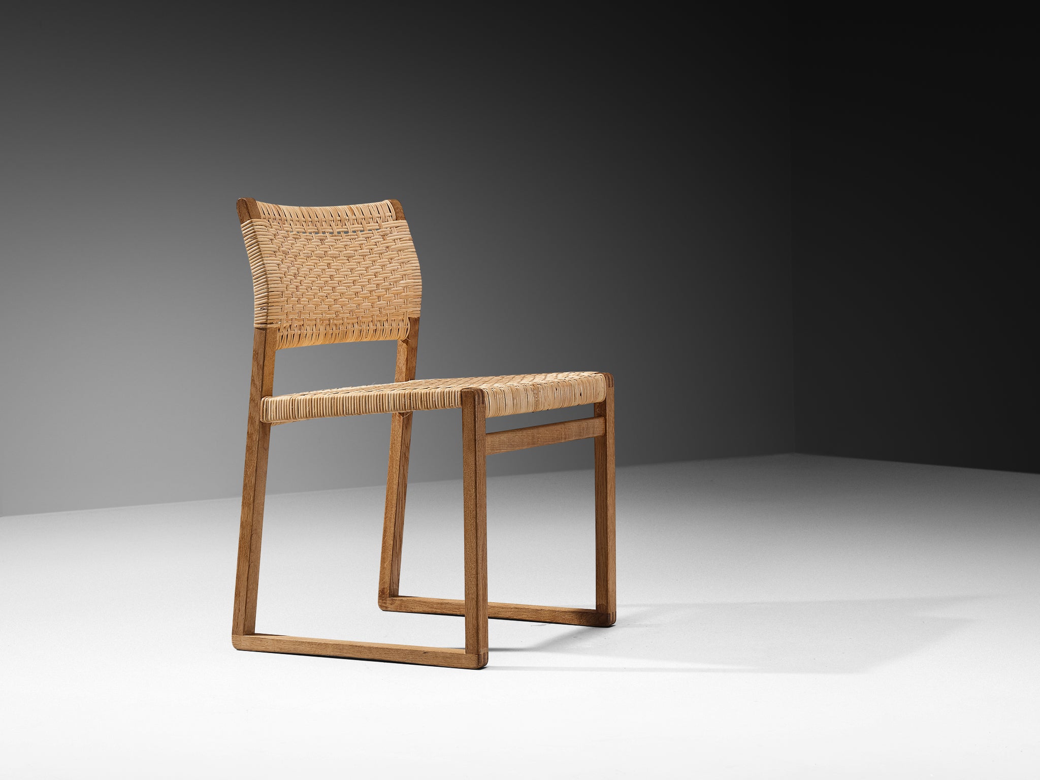 Børge Mogensen for Fredericia ‘BM 61’ Chair in Oak and Cane Wicker