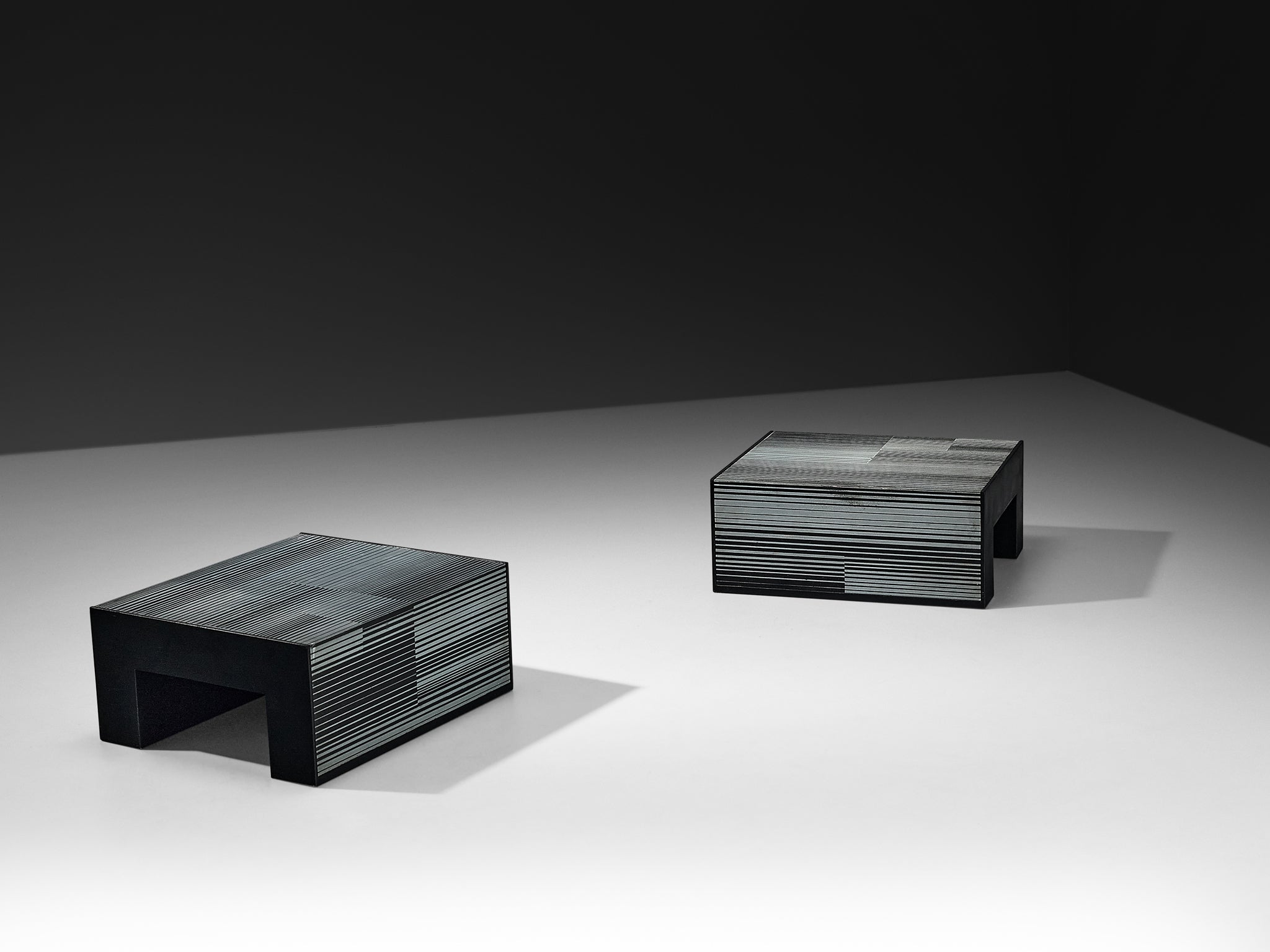 Nerone & Patuzzi for Gruppo NP2 Pair of Coffee Tables in Zinc Tables Morentz