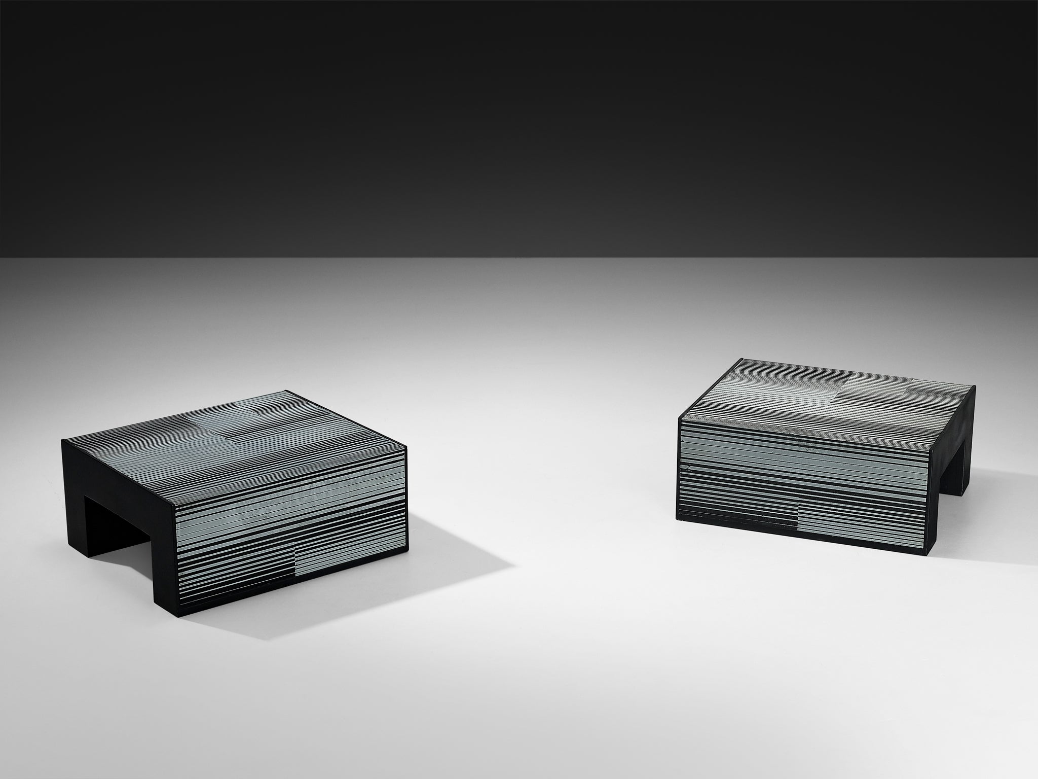 Nerone & Patuzzi for Gruppo NP2 Pair of Coffee Tables in Zinc Tables Morentz